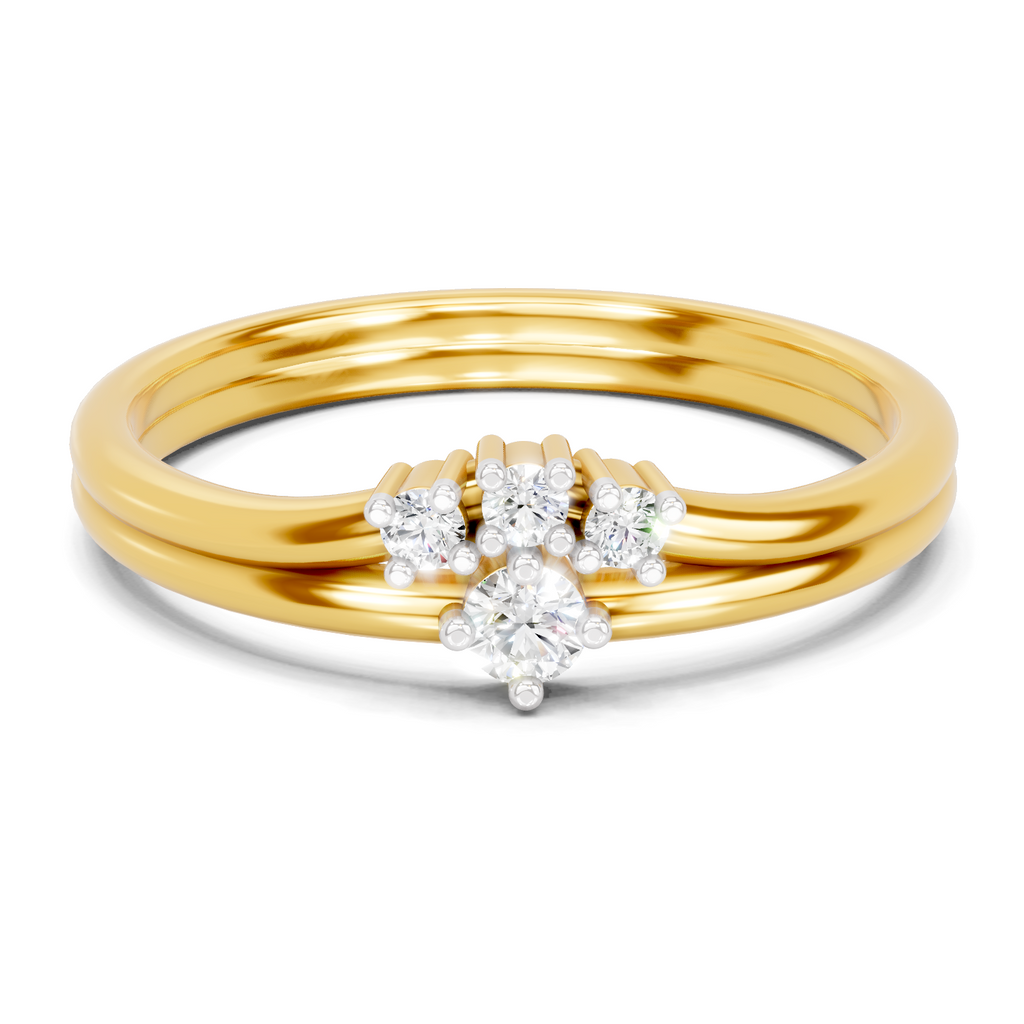 Lab Grown Diamond 0.12CT 925 Sterling Silver Gold Plated Round Shape Ring