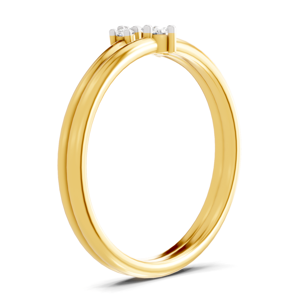 Lab Grown Diamond 0.12CT 925 Sterling Silver Gold Plated Round Shape Ring