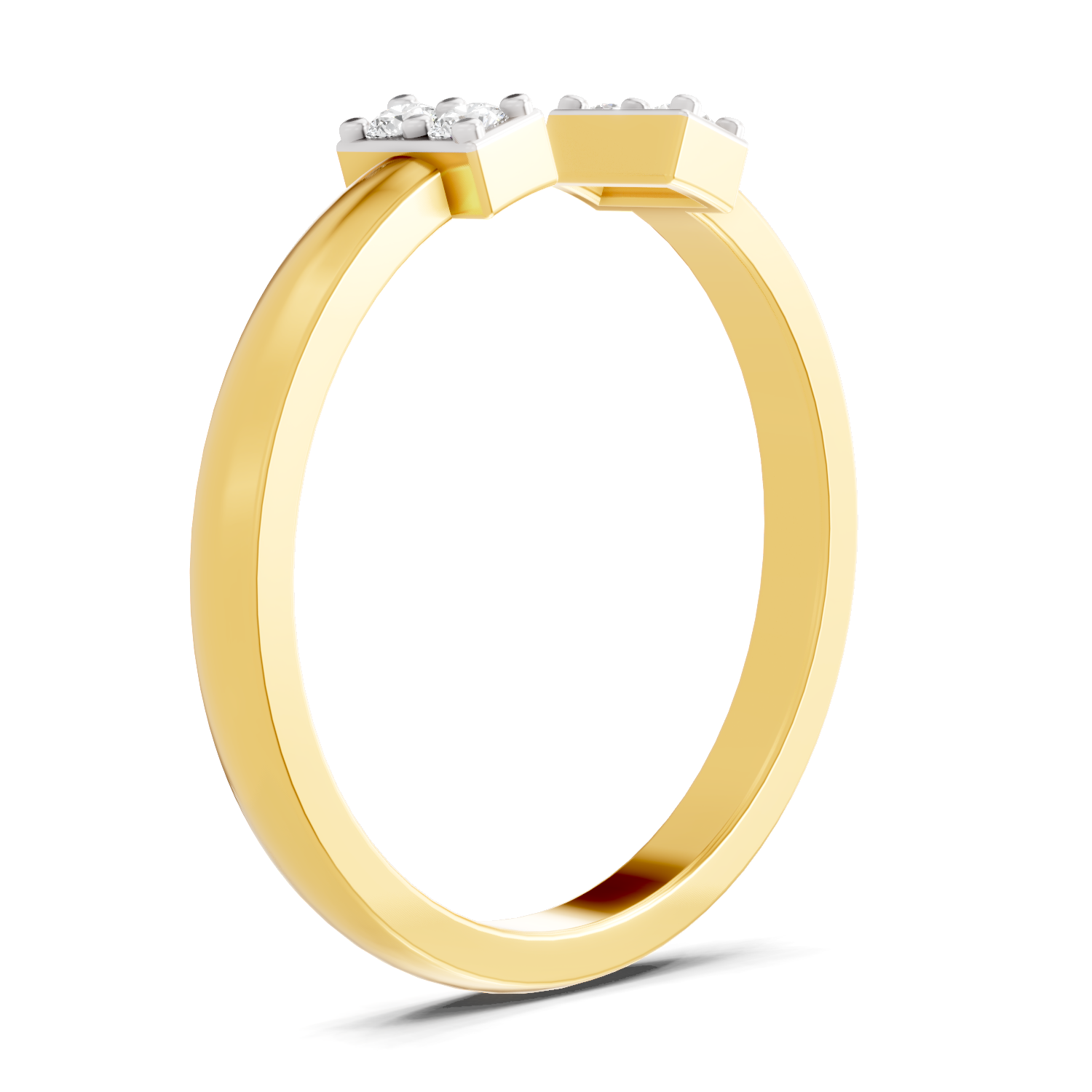 Lab Grown Diamond 0.1CT 925 Sterling Silver Gold Plated Round Shape Ring