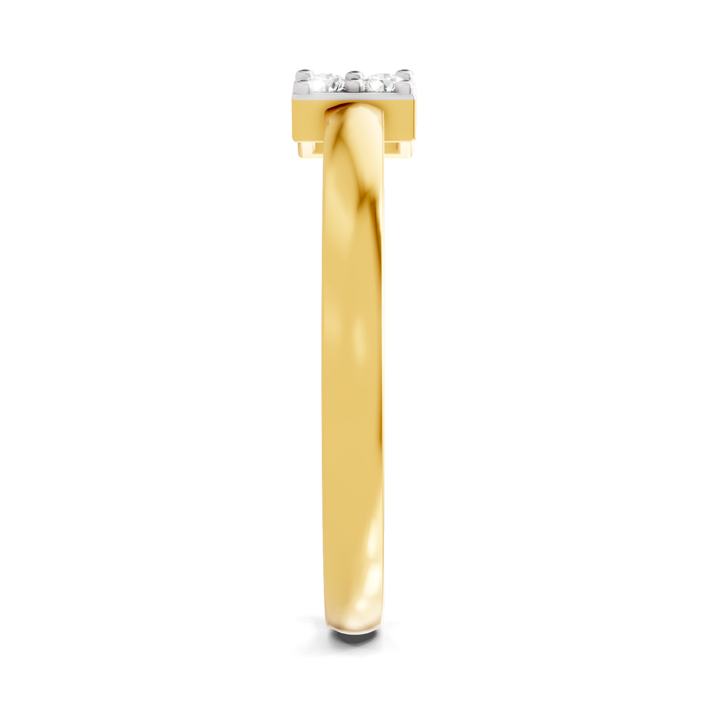 Lab Grown Diamond 0.1CT 925 Sterling Silver Gold Plated Round Shape Ring