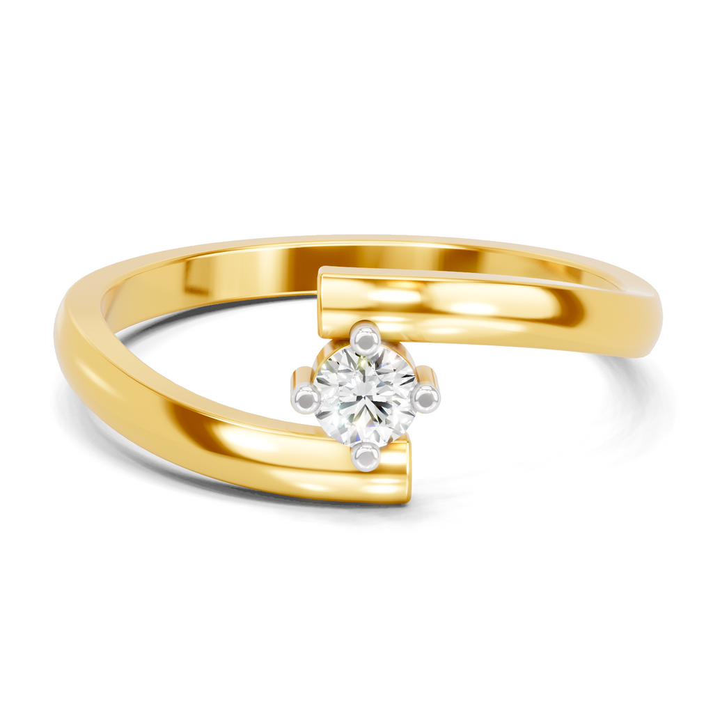 Lab Grown Diamond 0.11CT 925 Sterling Silver Gold Plated Round Shape Ring