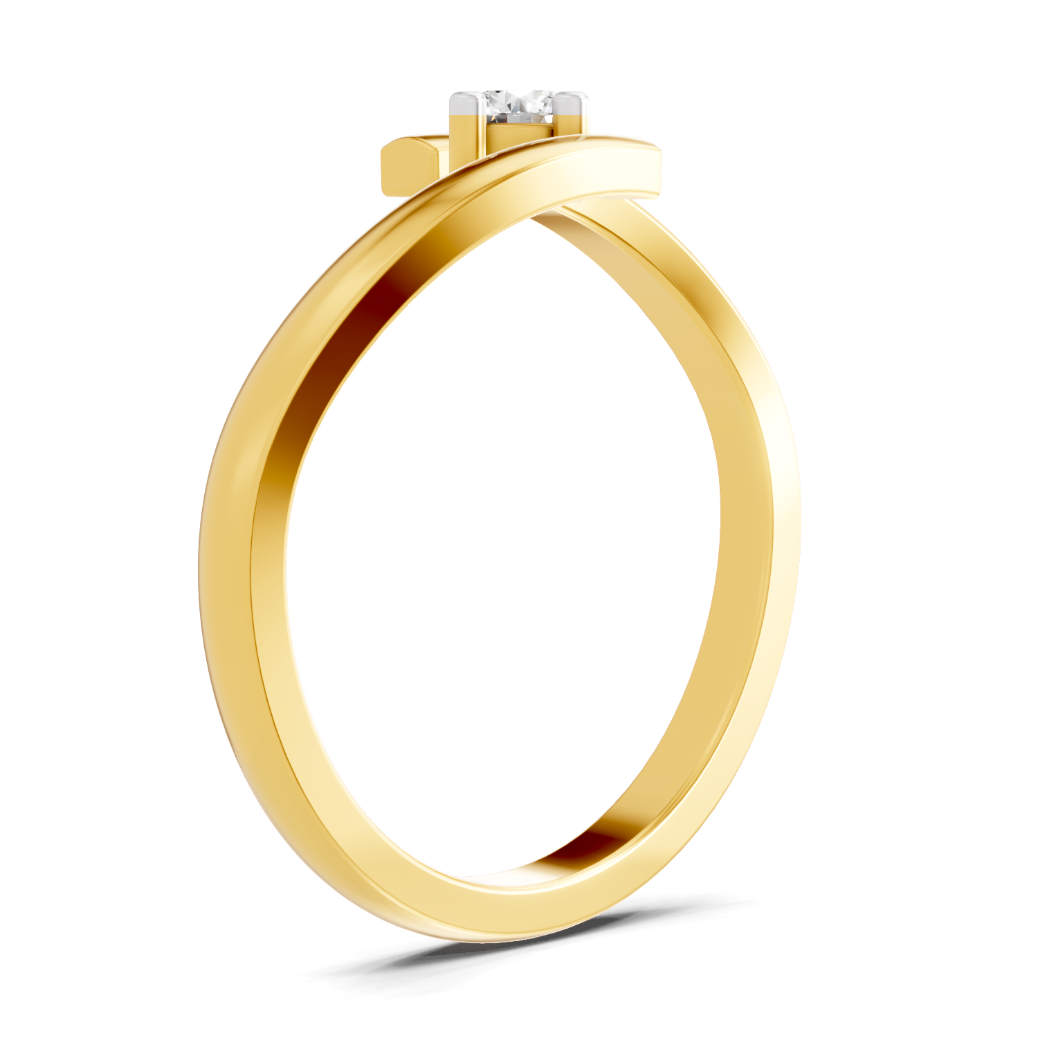 Lab Grown Diamond 0.11CT 925 Sterling Silver Gold Plated Round Shape Ring