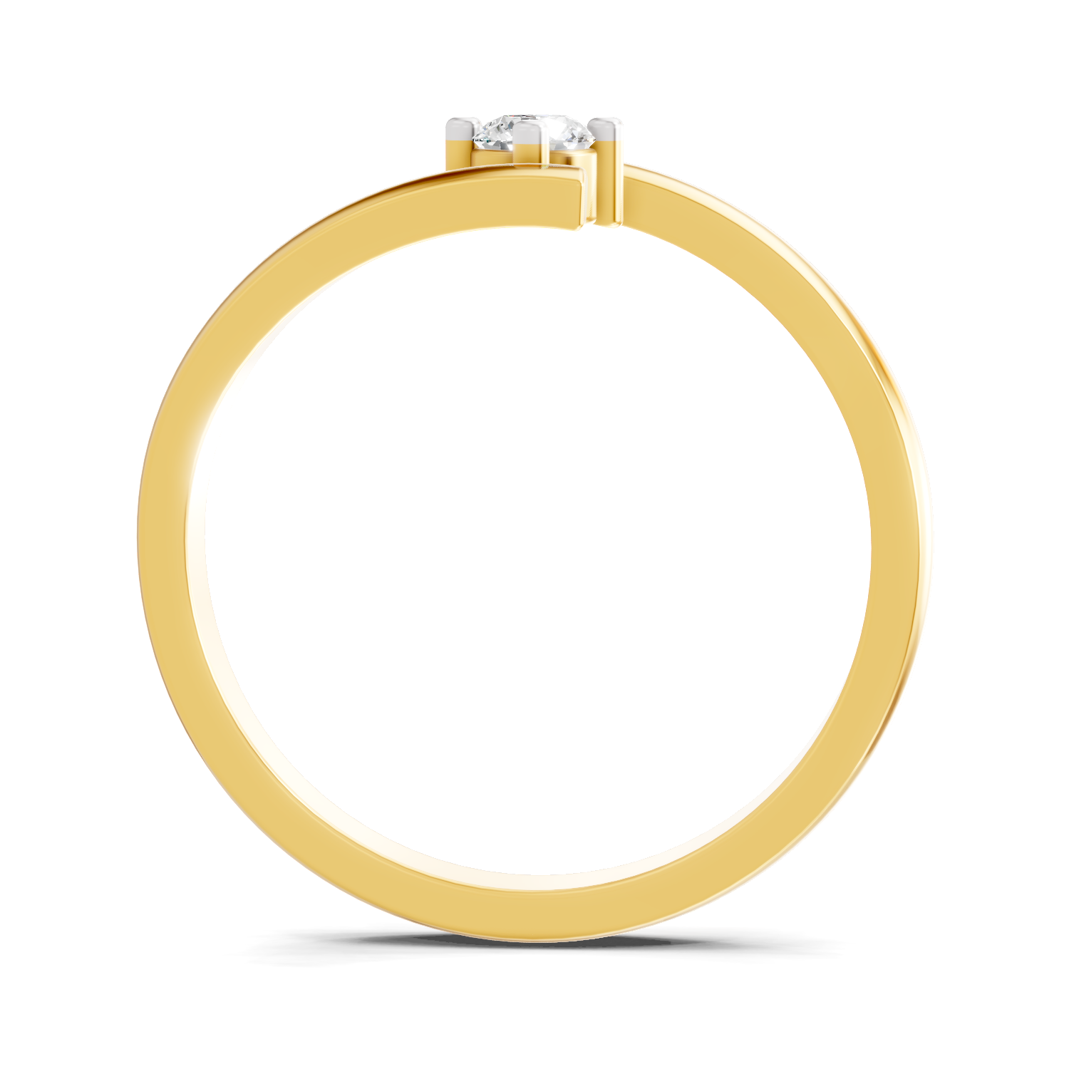 Lab Grown Diamond 0.11CT 925 Sterling Silver Gold Plated Round Shape Ring