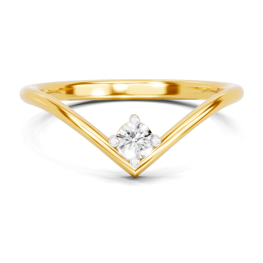 Lab Grown Diamond 0.11CT 925 Sterling Silver Gold Plated Round Shape Ring