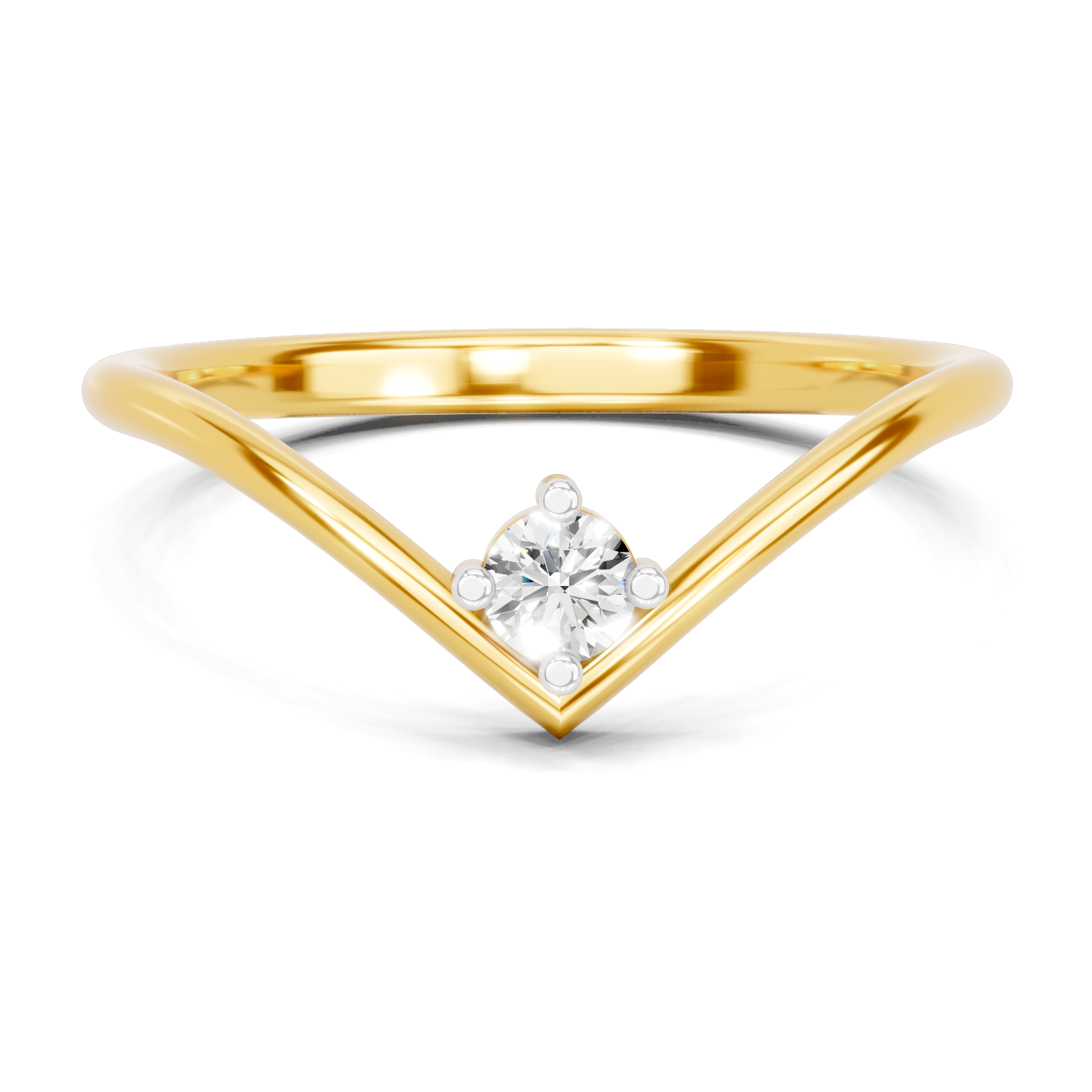 Lab Grown Diamond 0.11CT 925 Sterling Silver Gold Plated Round Shape Ring