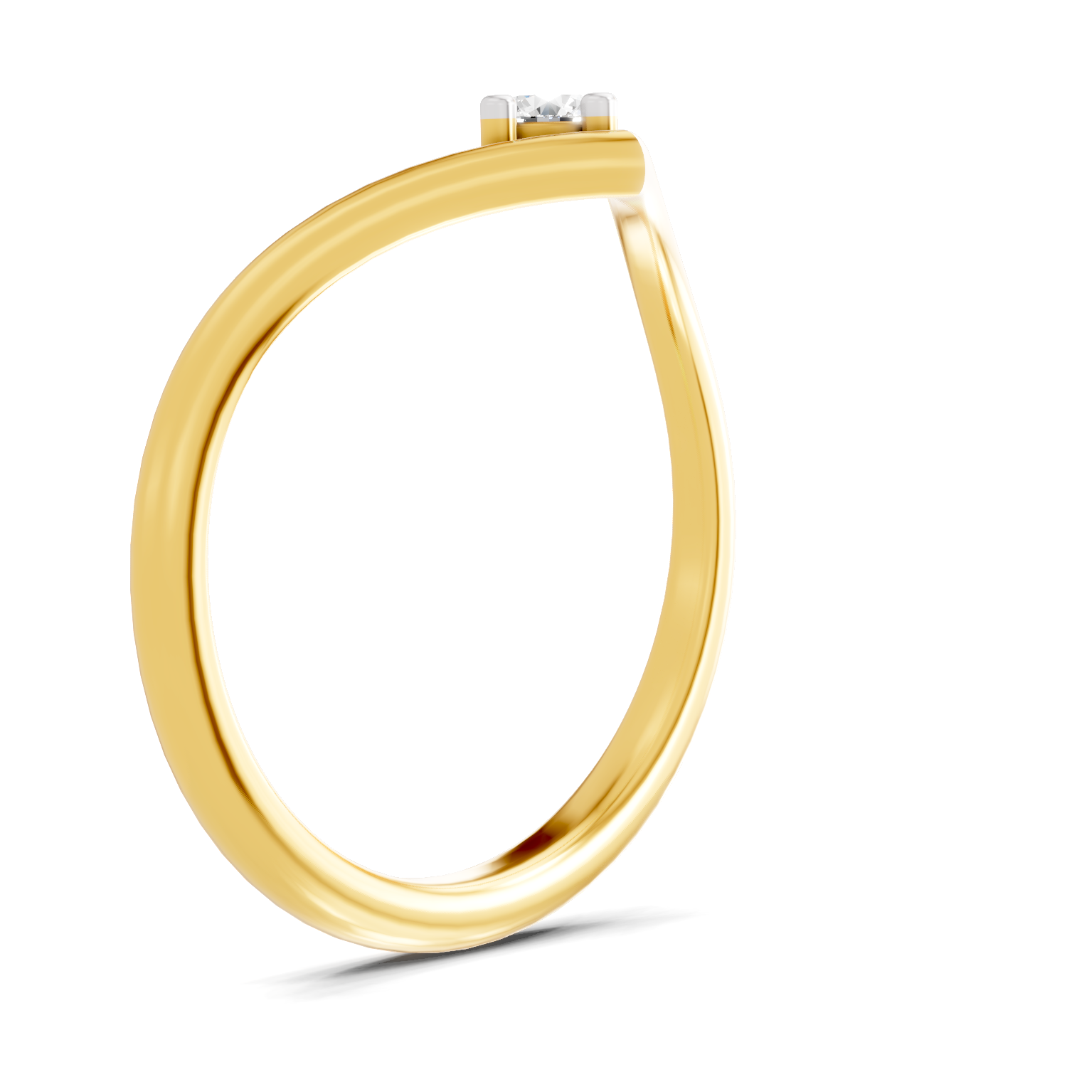 Lab Grown Diamond 0.11CT 925 Sterling Silver Gold Plated Round Shape Ring