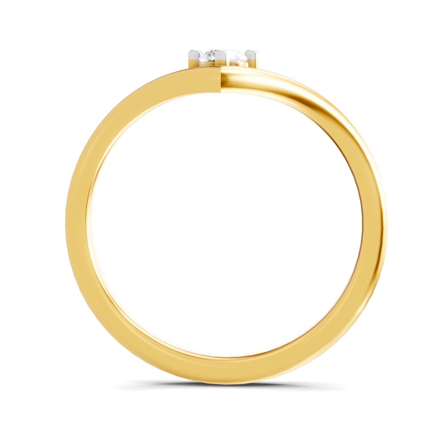 Lab Grown Diamond 0.11CT 925 Sterling Silver Gold Plated Round Shape Ring