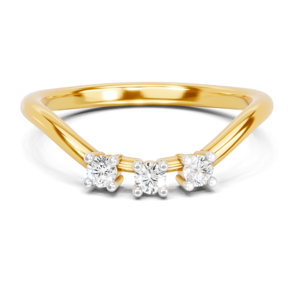 Lab Grown Diamond 0.13CT 925 Sterling Silver Gold Plated Round Shape Ring