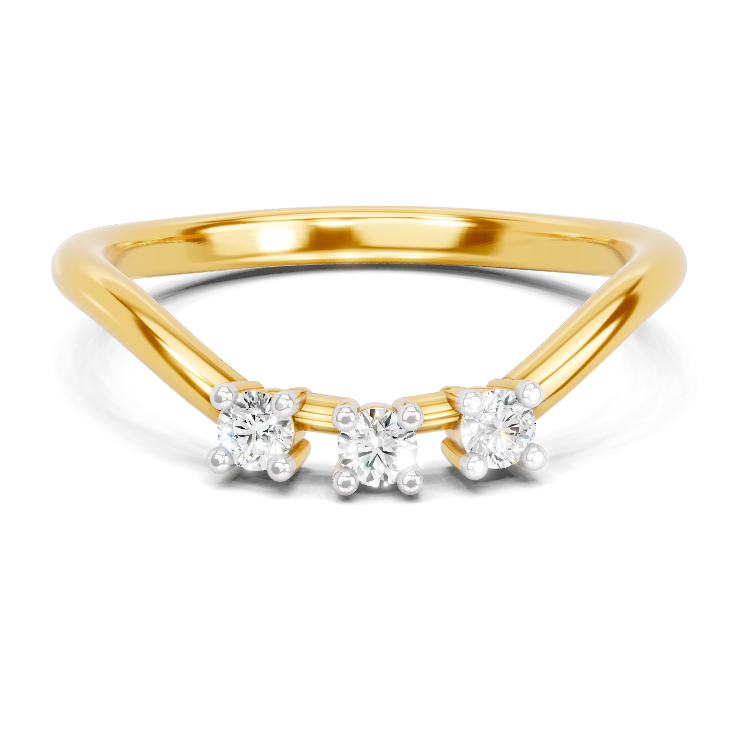 Lab Grown Diamond 0.13CT 925 Sterling Silver Gold Plated Round Shape Ring