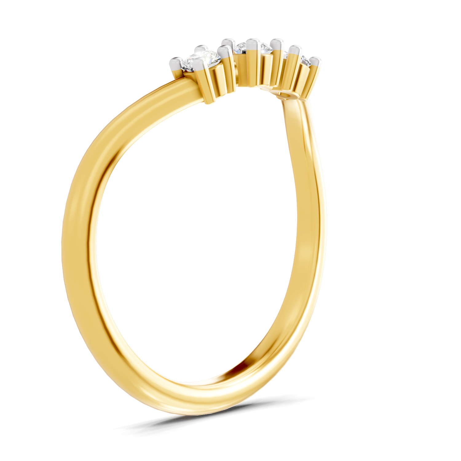 Lab Grown Diamond 0.13CT 925 Sterling Silver Gold Plated Round Shape Ring