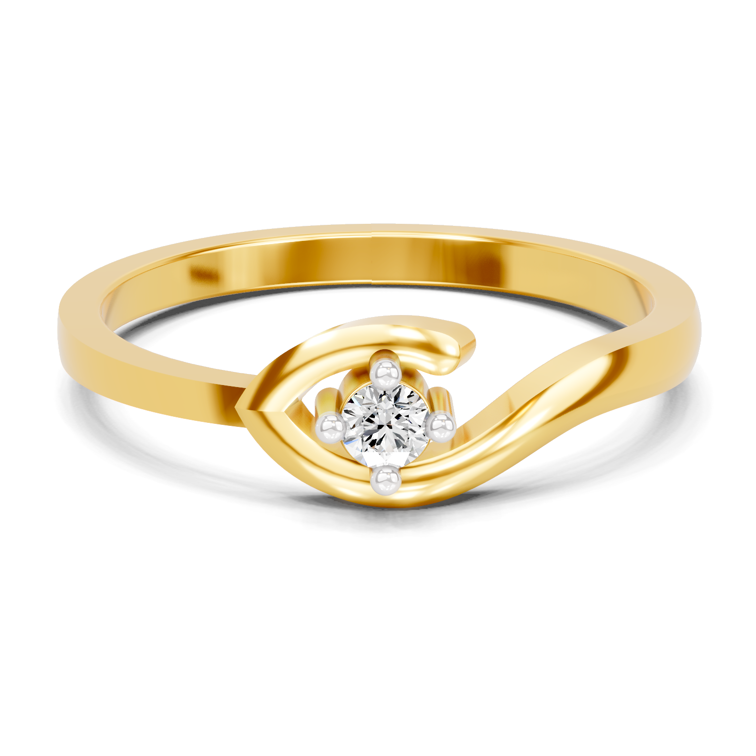 Lab Grown Diamond 0.07CT 925 Sterling Silver Gold Plated Round Shape Ring