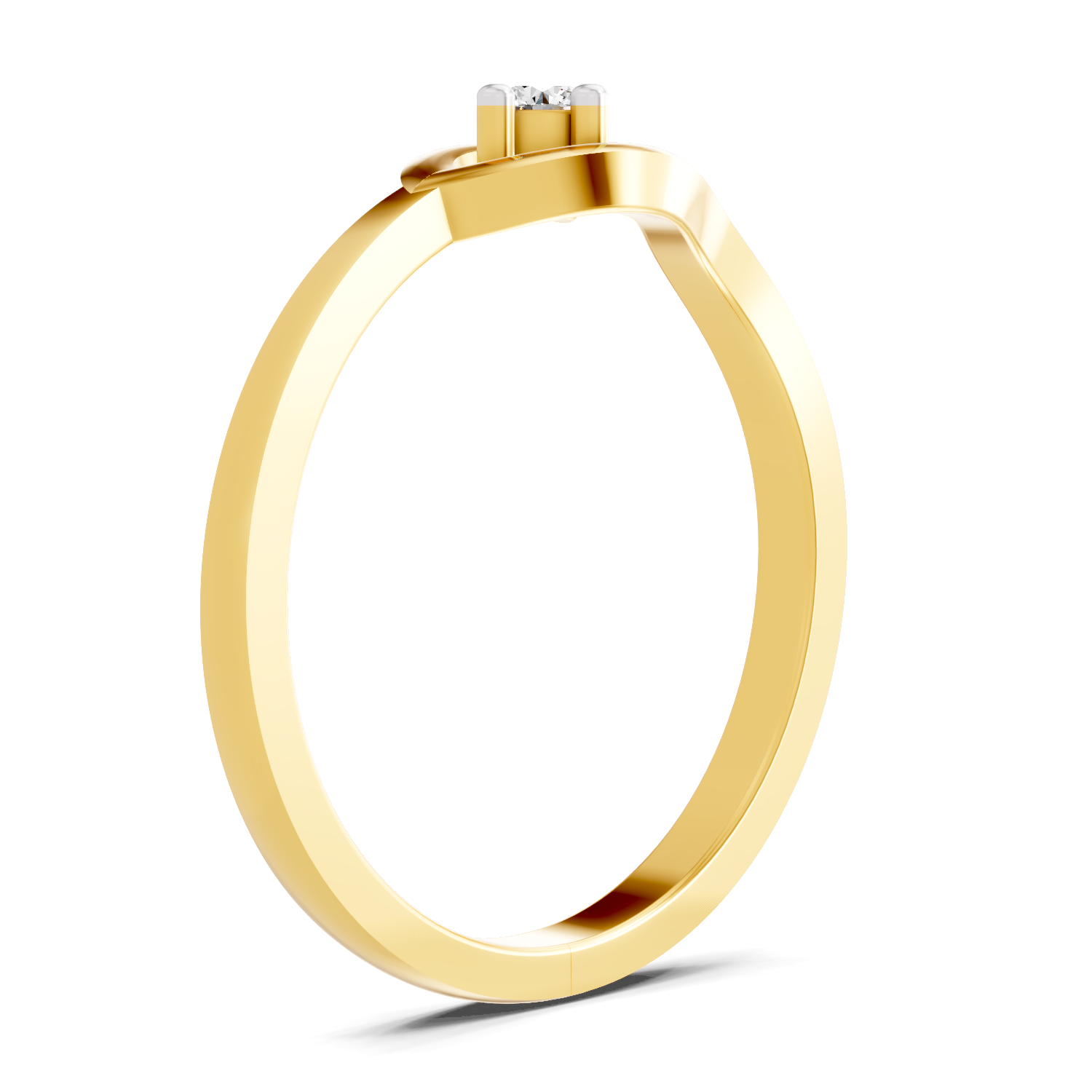 Lab Grown Diamond 0.07CT 925 Sterling Silver Gold Plated Round Shape Ring