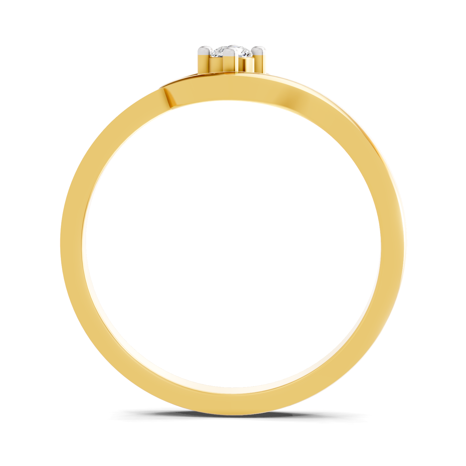 Lab Grown Diamond 0.07CT 925 Sterling Silver Gold Plated Round Shape Ring