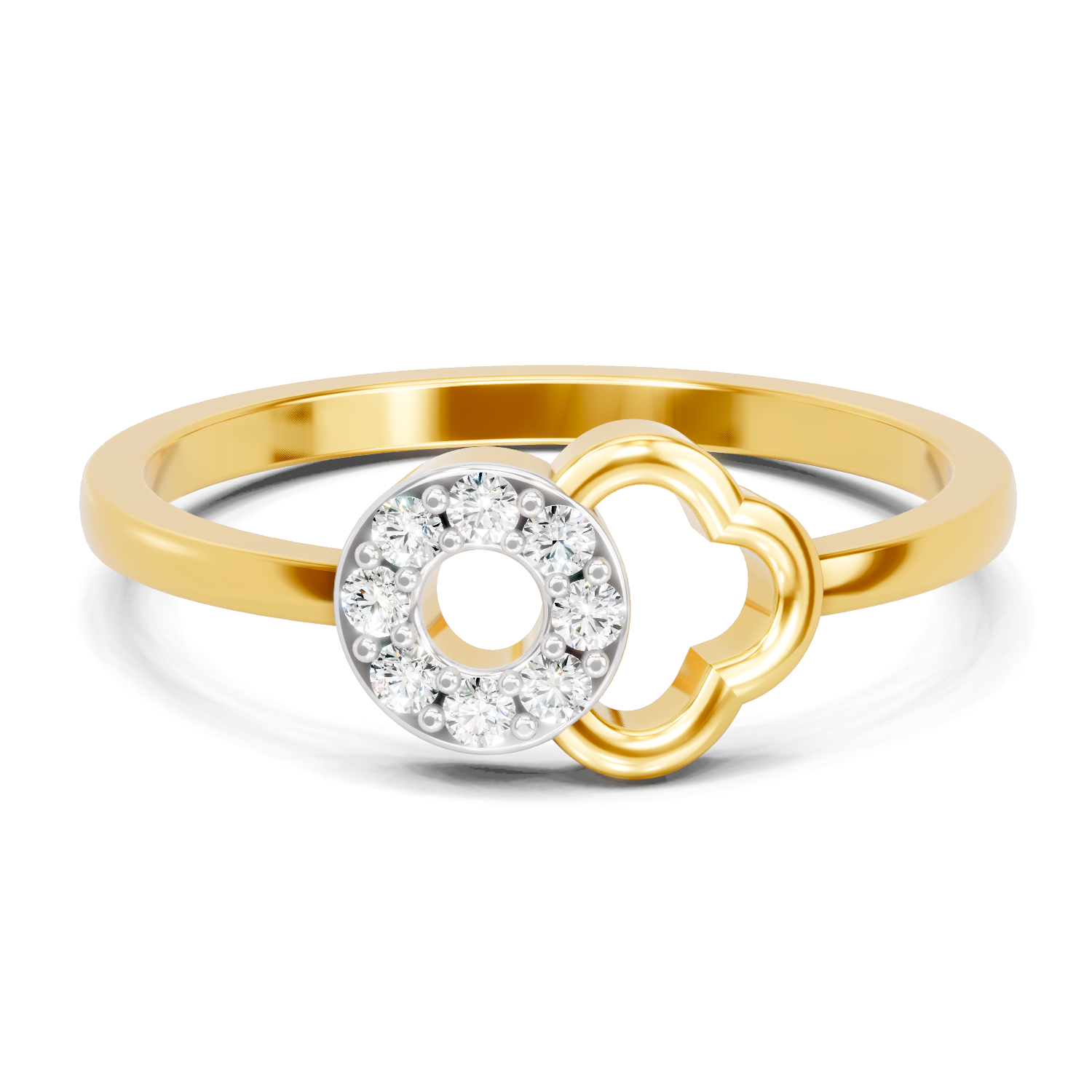 Lab Grown Diamond 0.1CT 925 Sterling Silver Gold Plated Round Shape Ring