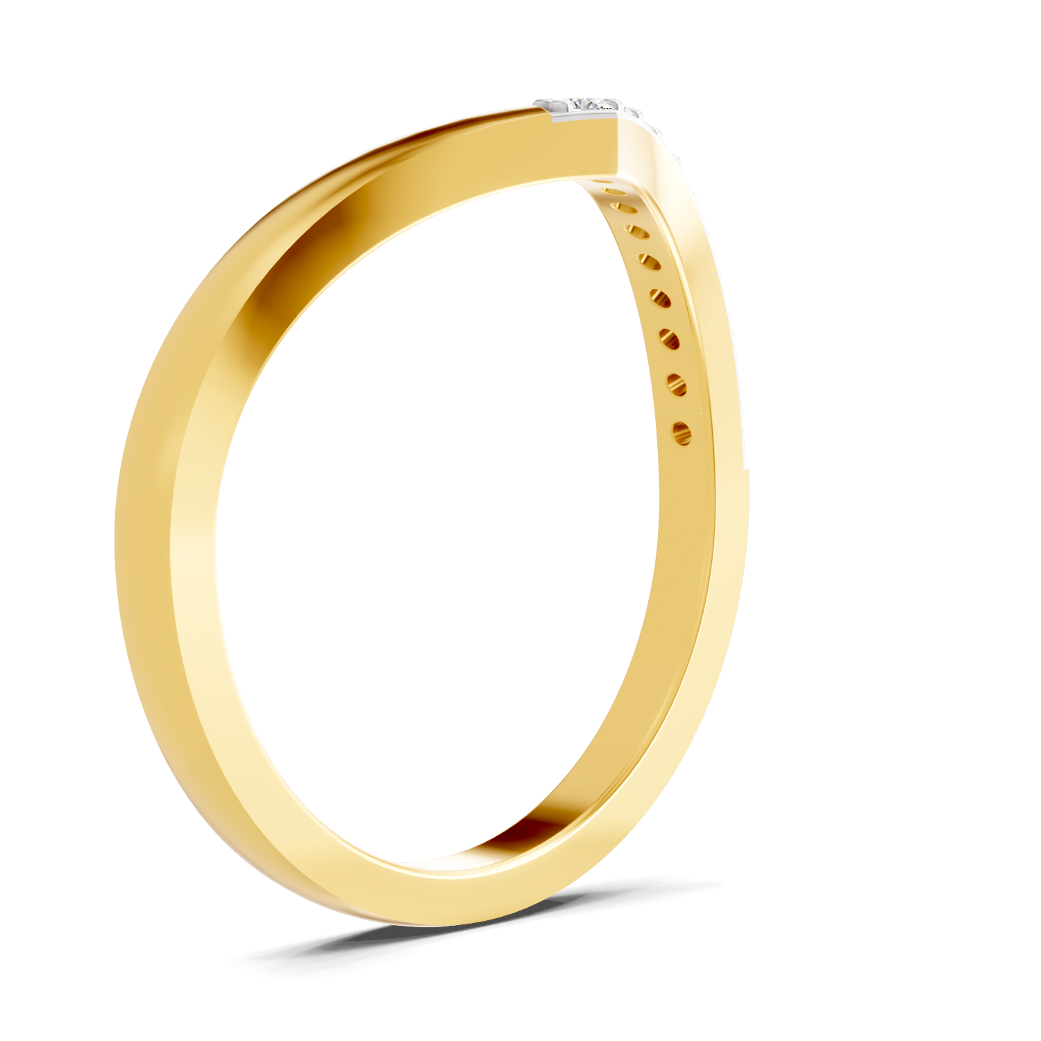 Lab Grown Diamond 0.12CT 925 Sterling Silver Gold Plated Round Shape Ring