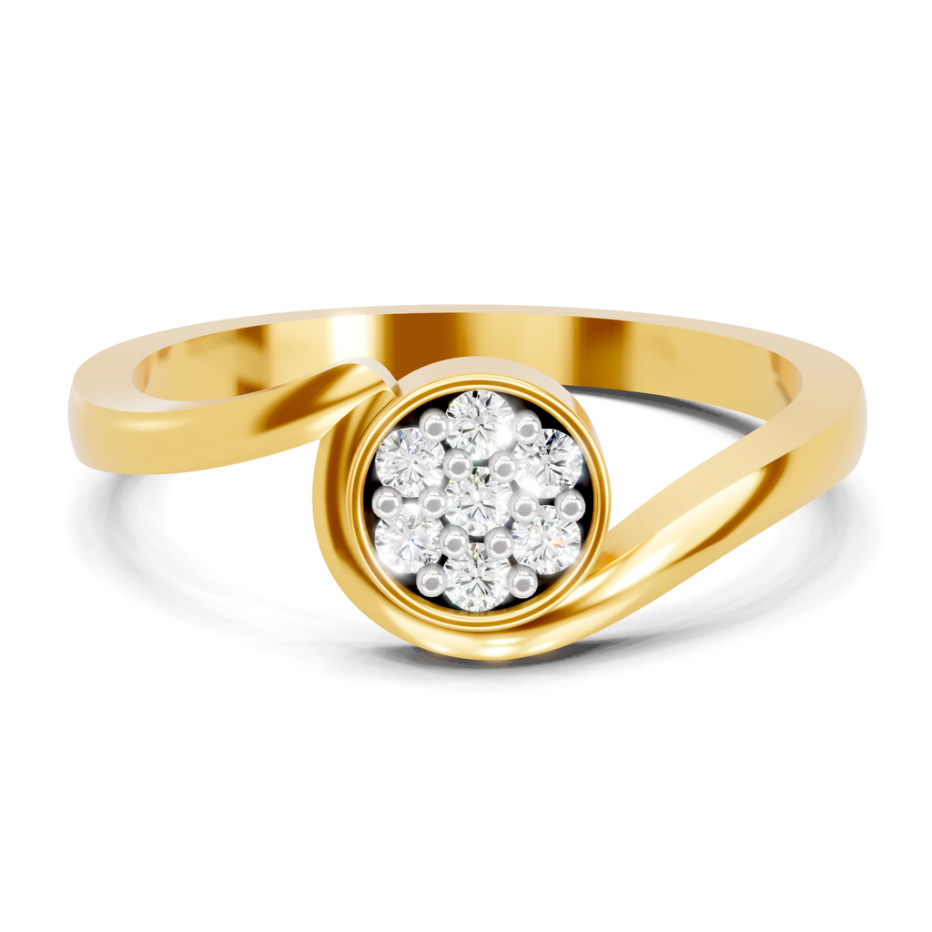 Lab Grown Diamond 0.13CT 925 Sterling Silver Gold Plated Round Shape Ring