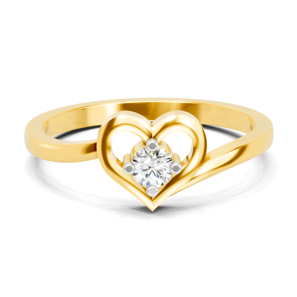 Lab Grown Diamond 0.11CT 925 Sterling Silver Gold Plated Round Shape Ring