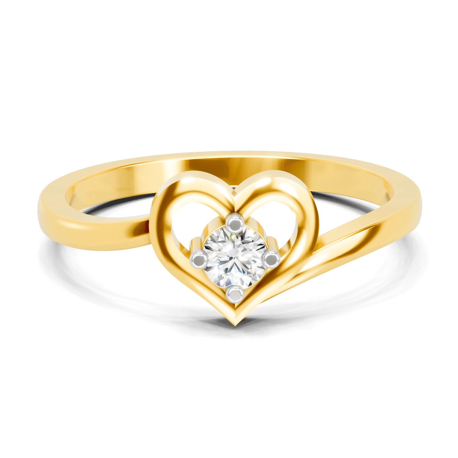 Lab Grown Diamond 0.11CT 925 Sterling Silver Gold Plated Round Shape Ring