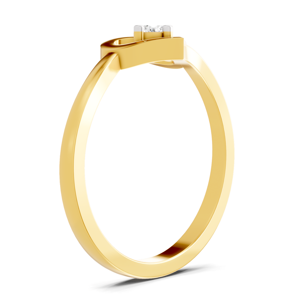 Lab Grown Diamond 0.11CT 925 Sterling Silver Gold Plated Round Shape Ring