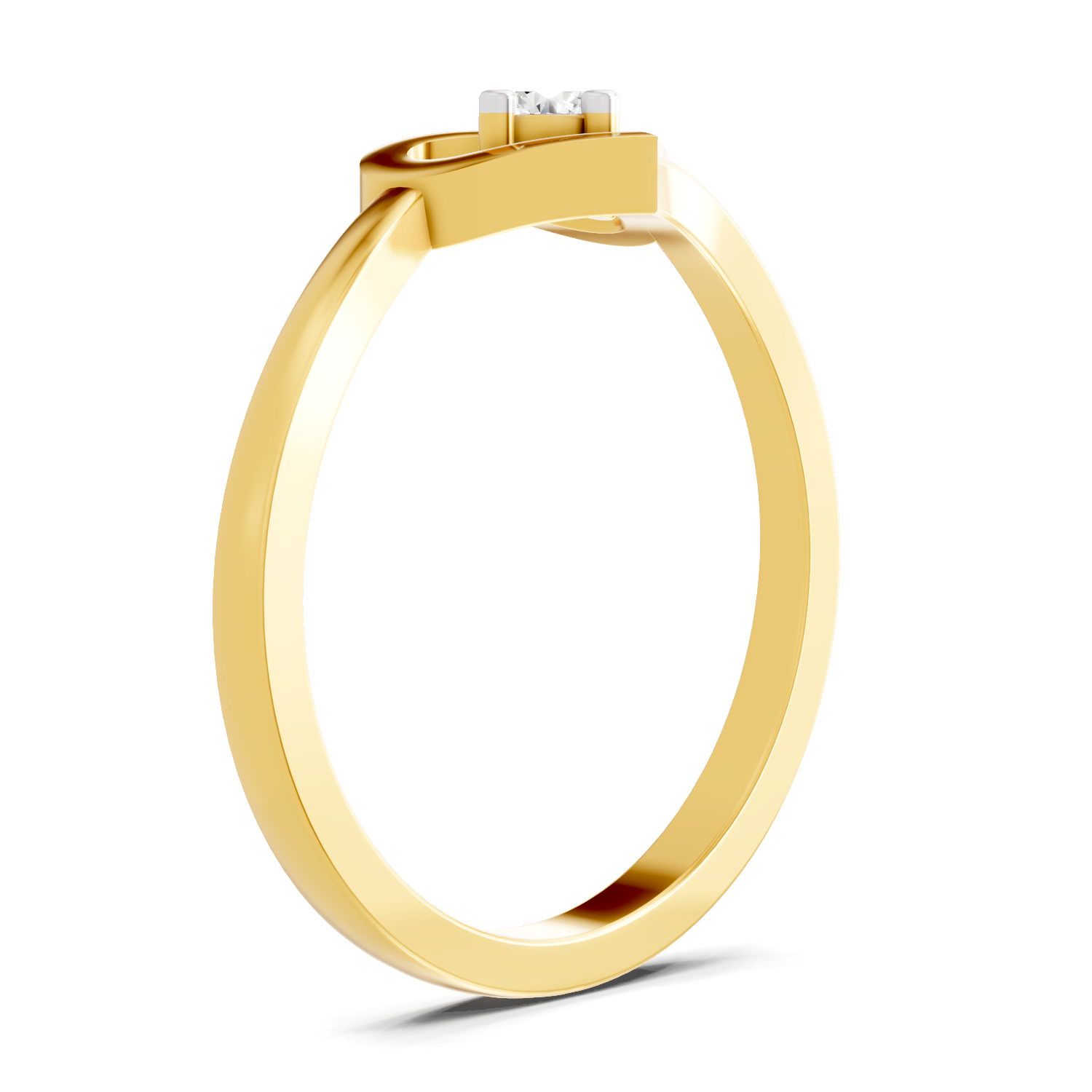 Lab Grown Diamond 0.11CT 925 Sterling Silver Gold Plated Round Shape Ring
