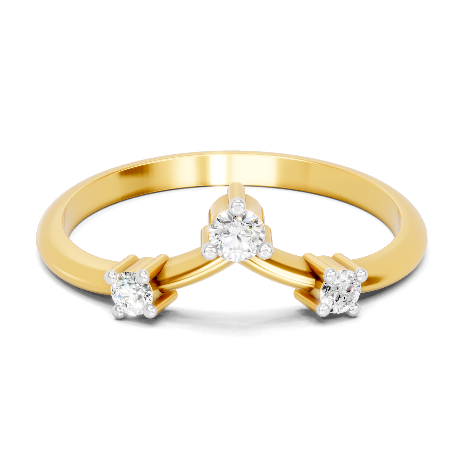 Lab Grown Diamond 0.13CT 925 Sterling Silver Gold Plated Round Shape Ring