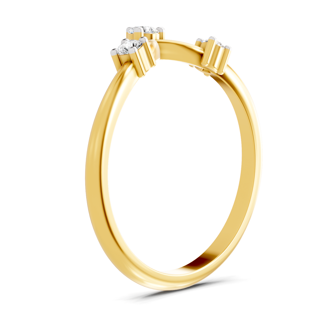 Lab Grown Diamond 0.13CT 925 Sterling Silver Gold Plated Round Shape Ring