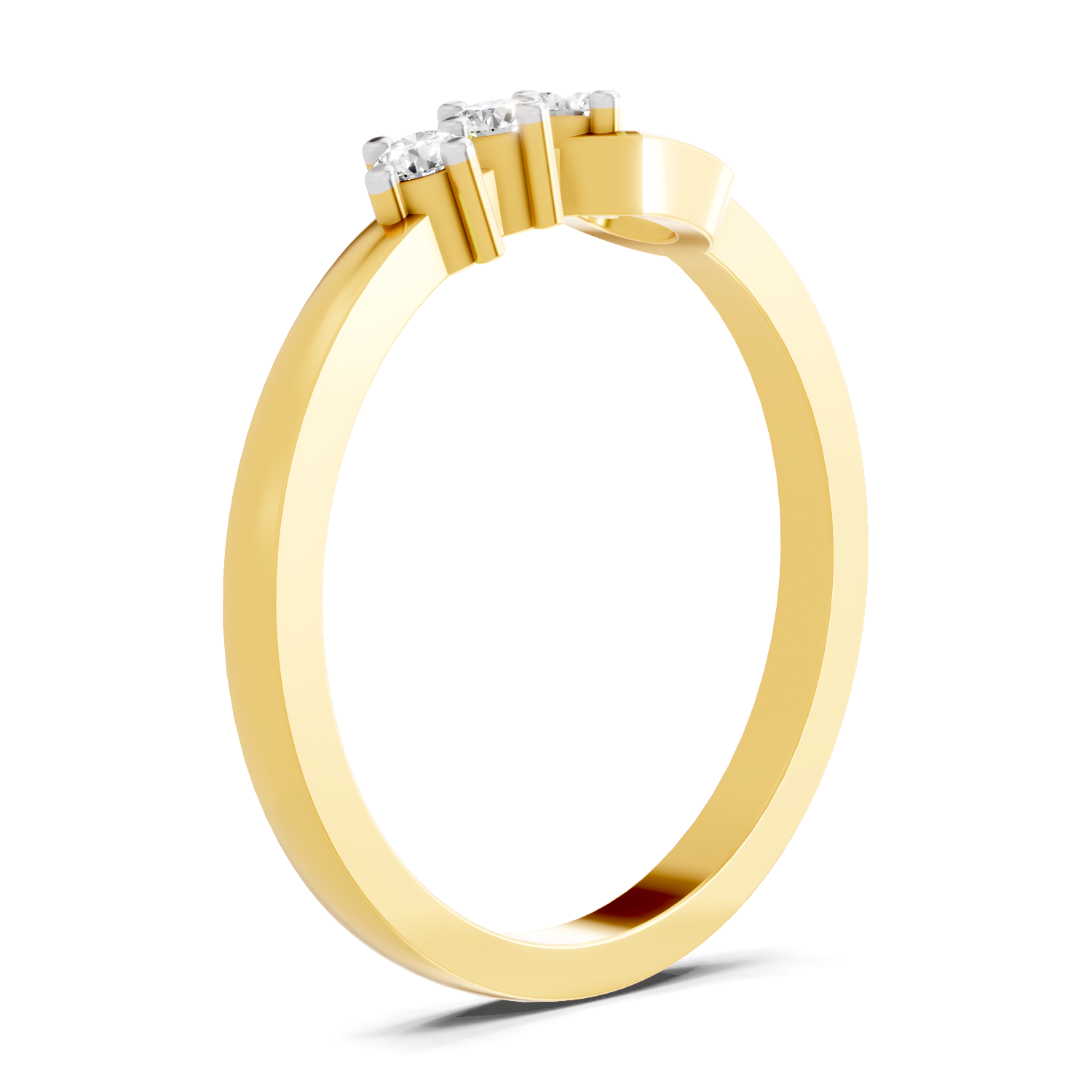 Lab Grown Diamond 0.13CT 925 Sterling Silver Gold Plated Round Shape Ring