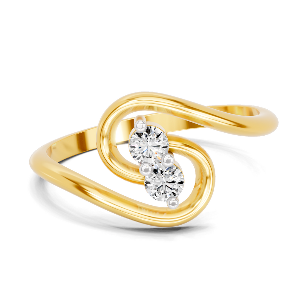 Lab Grown Diamond 0.16CT 925 Sterling Silver Gold Plated Round Shape Ring