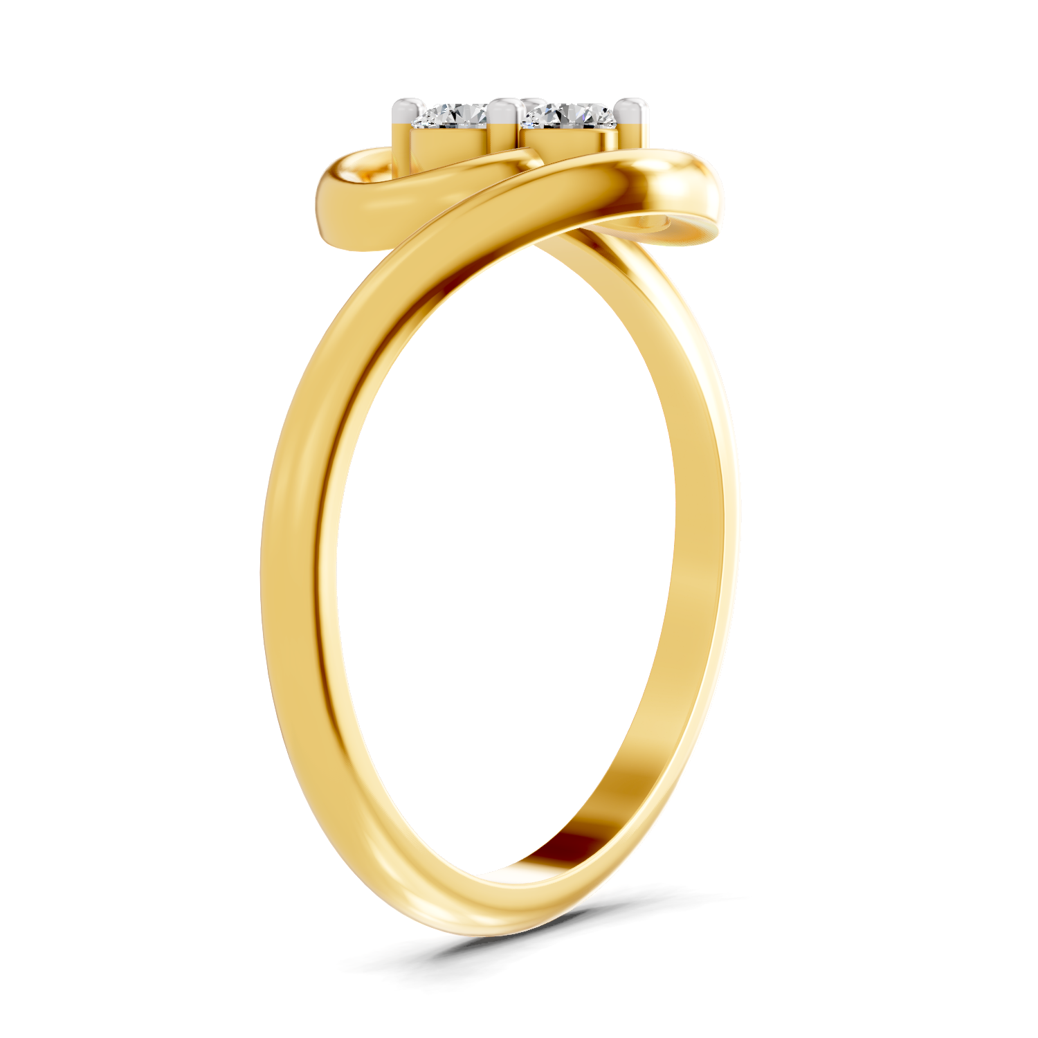 Lab Grown Diamond 0.16CT 925 Sterling Silver Gold Plated Round Shape Ring