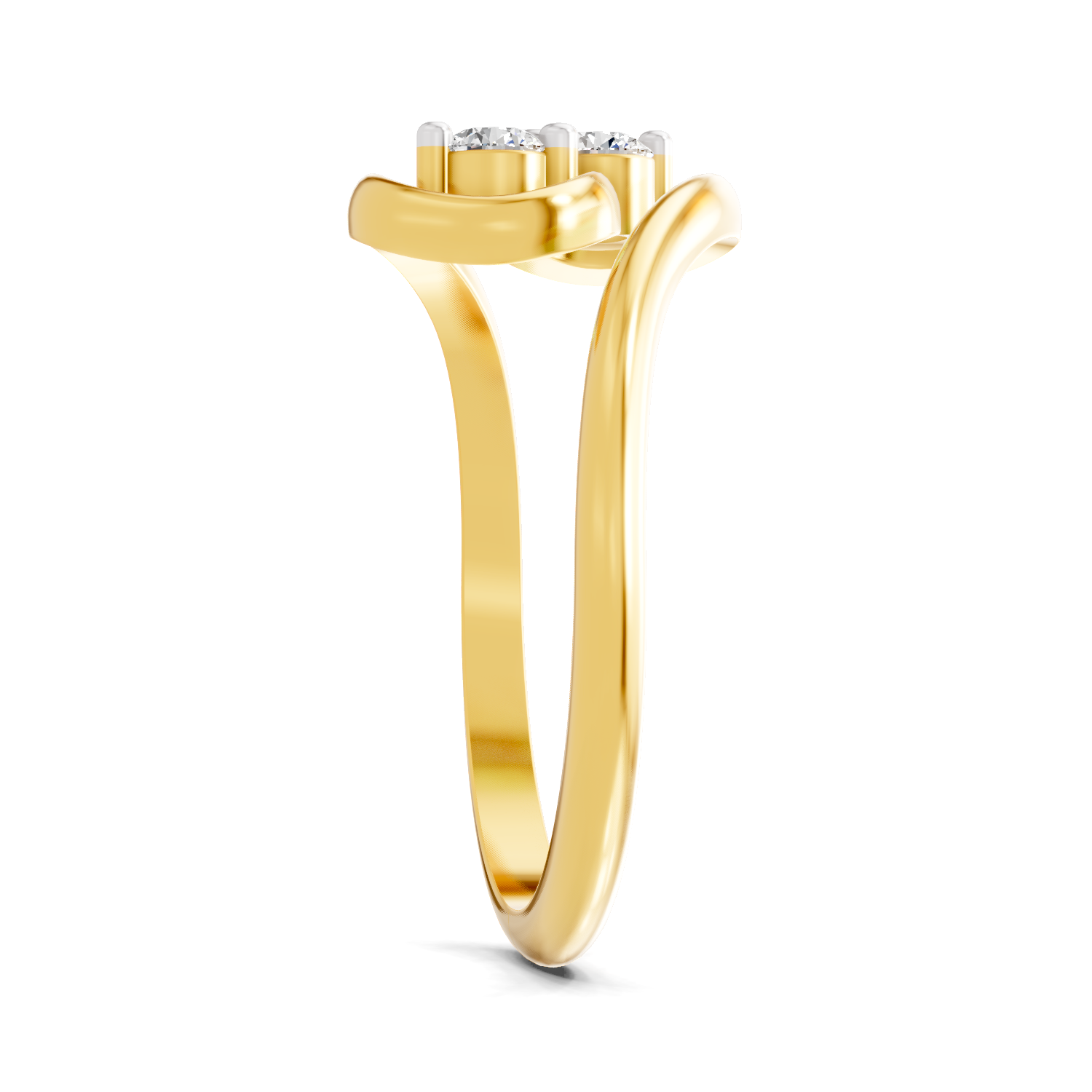 Lab Grown Diamond 0.16CT 925 Sterling Silver Gold Plated Round Shape Ring
