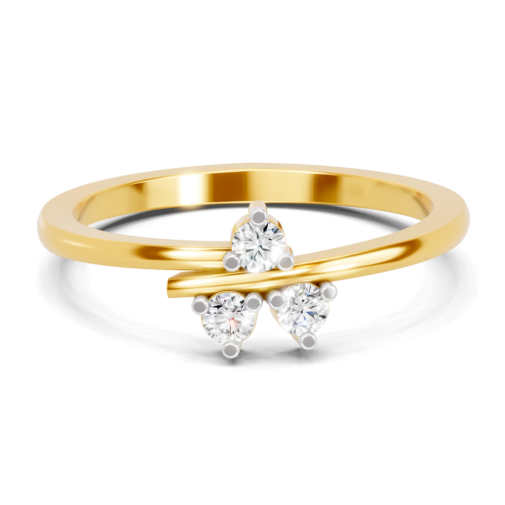Lab Grown Diamond 0.13CT 925 Sterling Silver Gold Plated Round Shape Ring