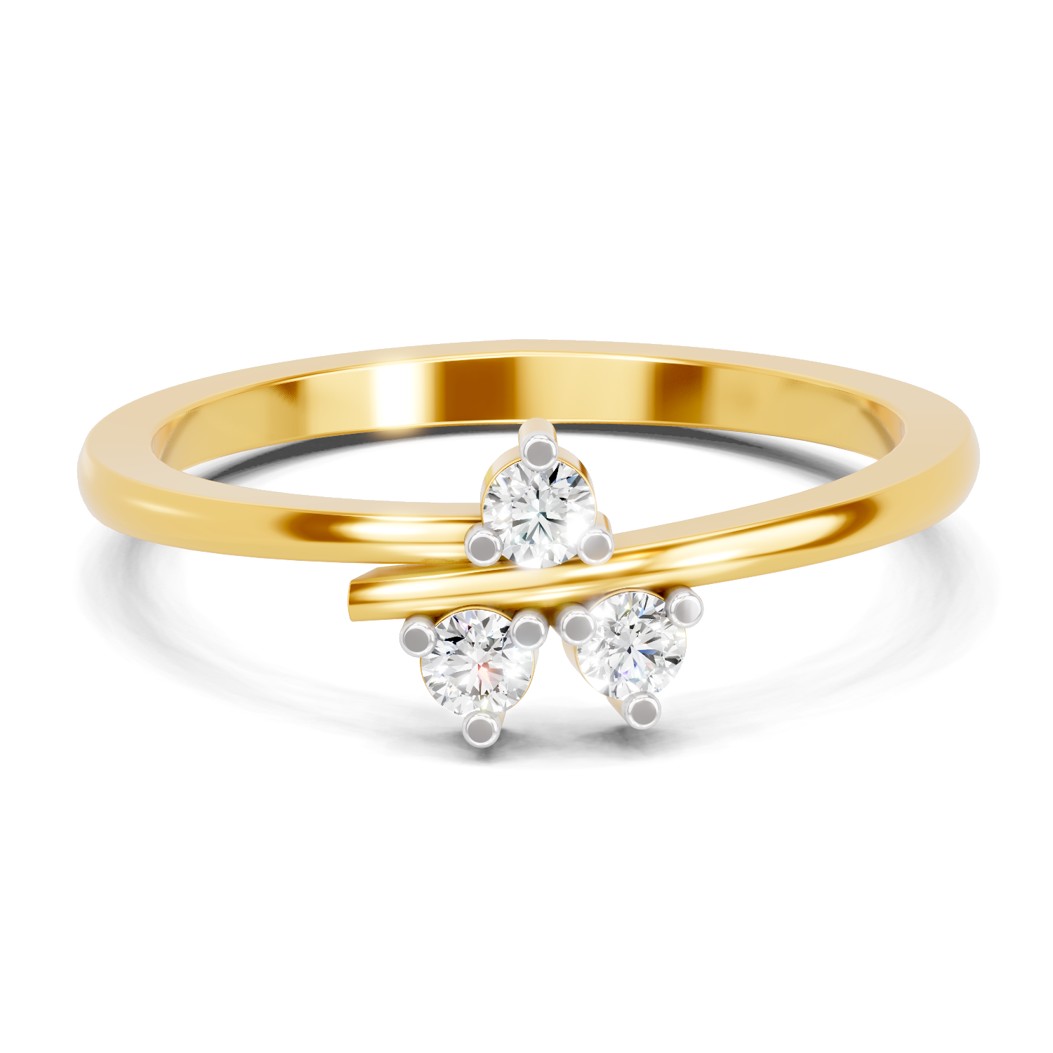 Lab Grown Diamond 0.13CT 925 Sterling Silver Gold Plated Round Shape Ring