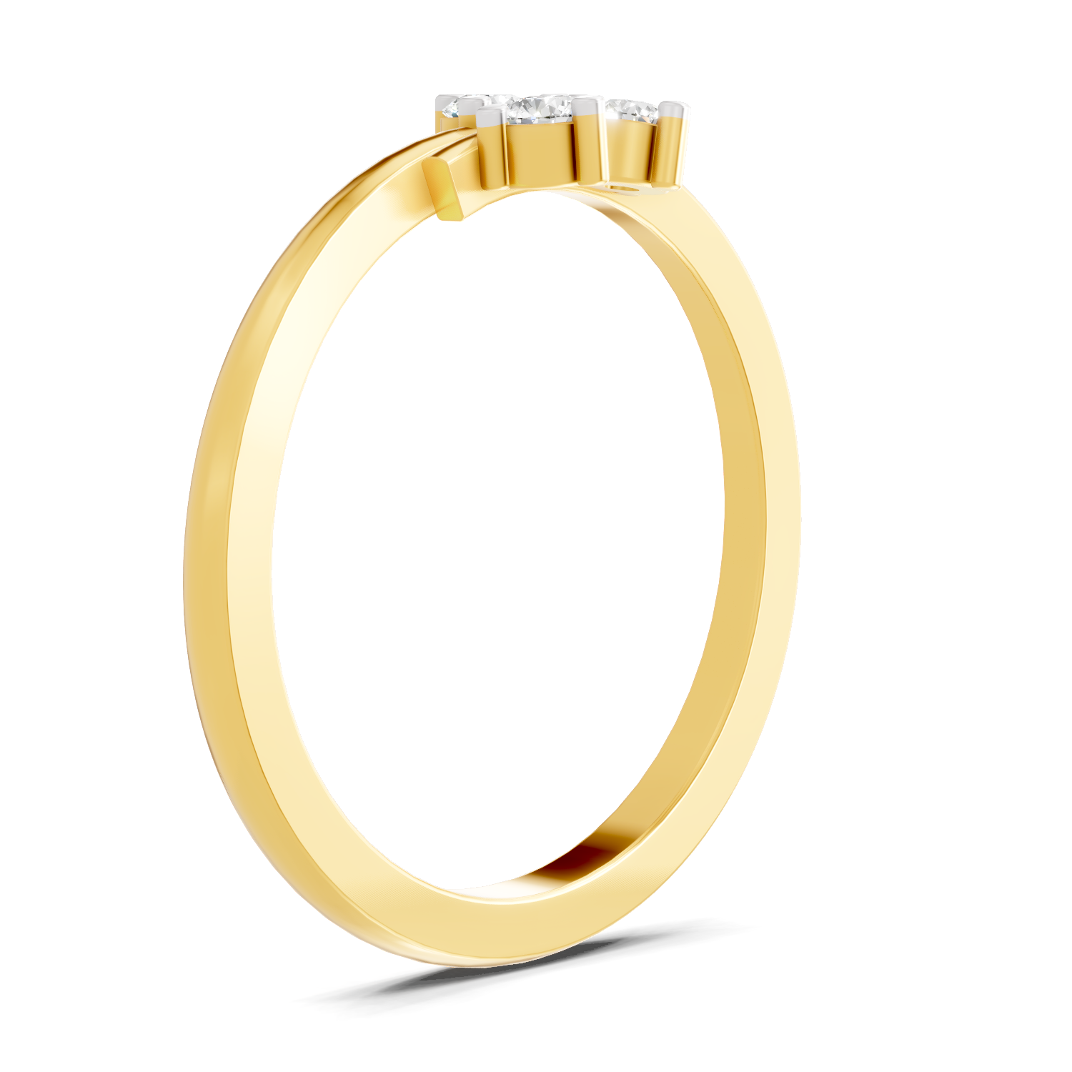 Lab Grown Diamond 0.13CT 925 Sterling Silver Gold Plated Round Shape Ring