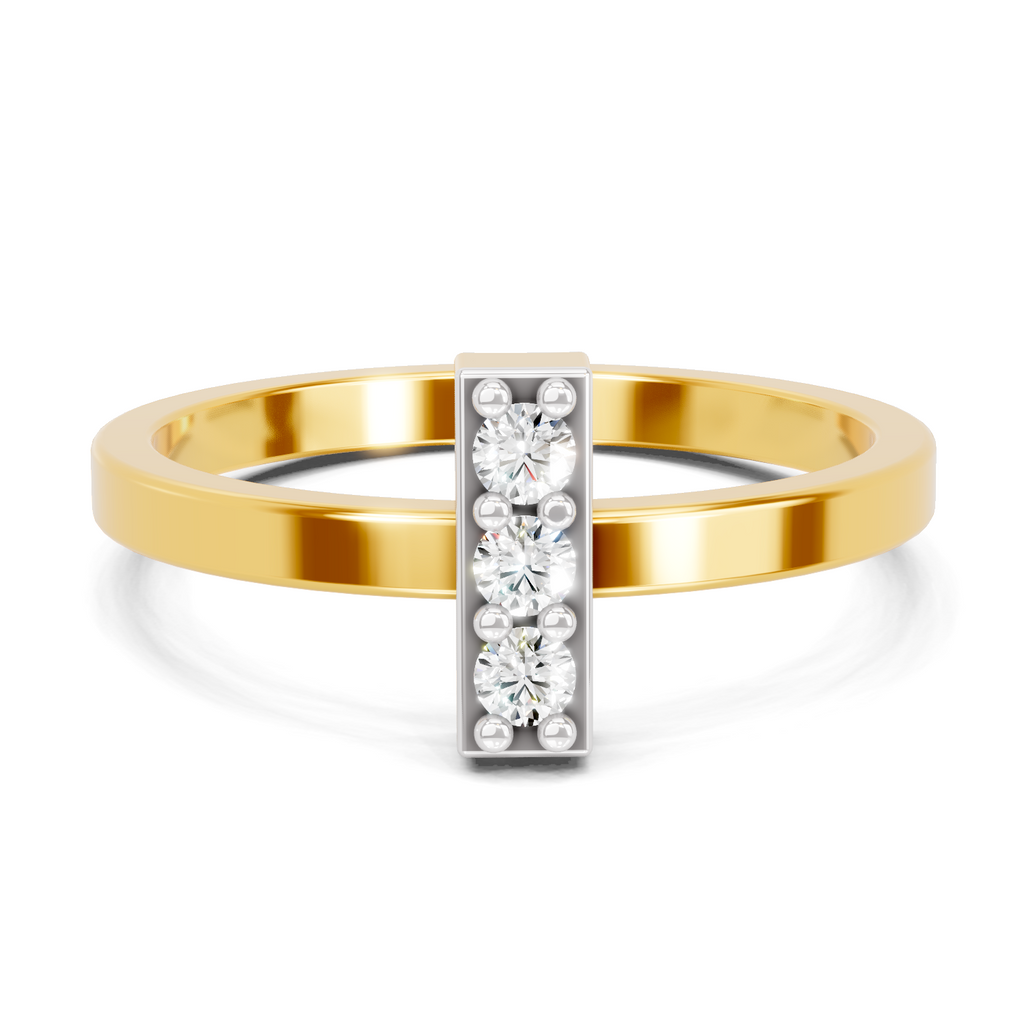Lab Grown Diamond 0.13CT 925 Sterling Silver Gold Plated Round Shape Ring