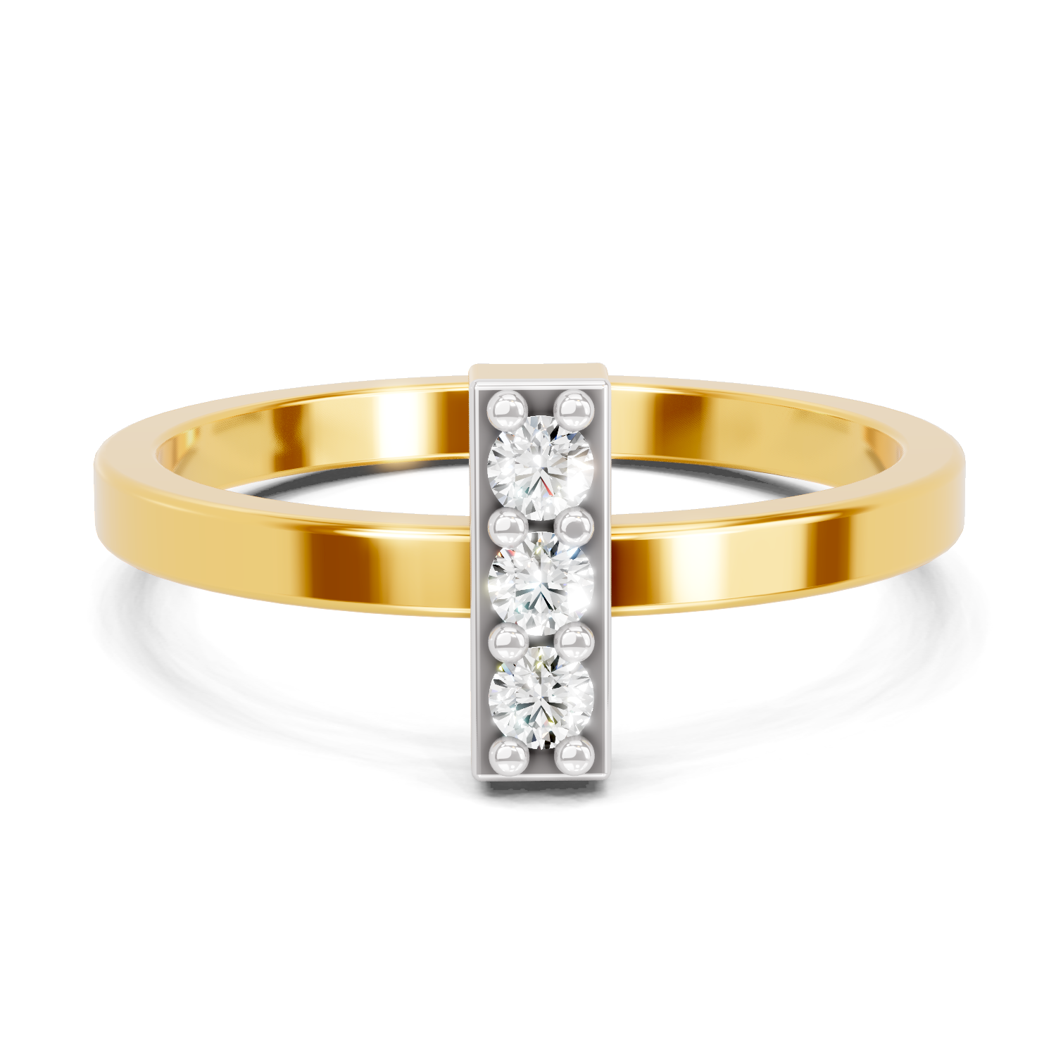 Lab Grown Diamond 0.13CT 925 Sterling Silver Gold Plated Round Shape Ring