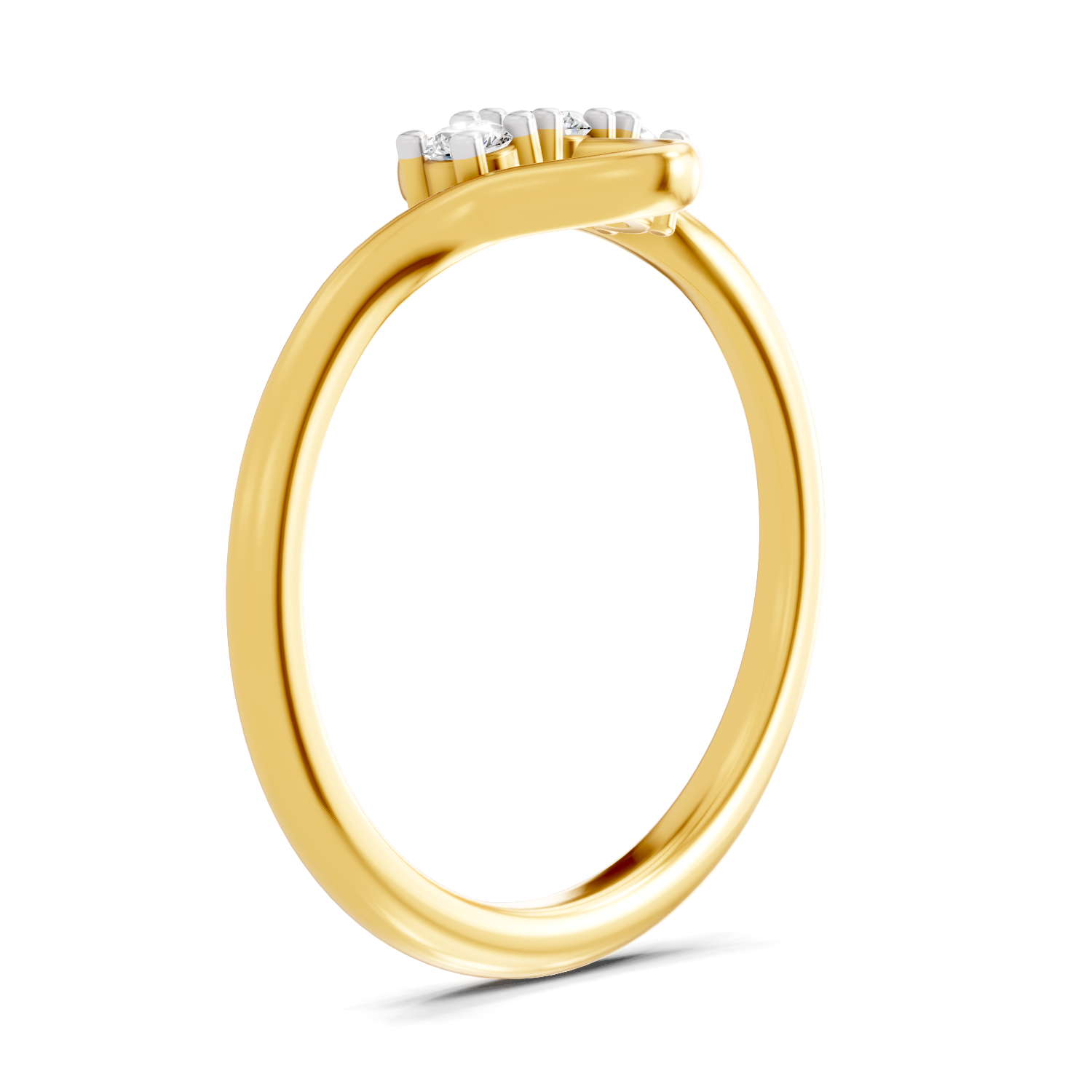 Lab Grown Diamond 0.13CT 925 Sterling Silver Gold Plated Round Shape Ring