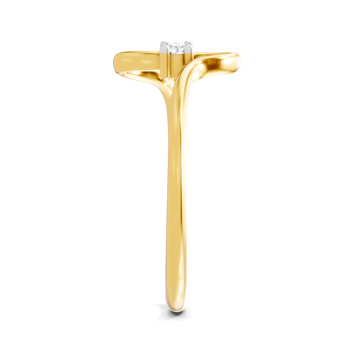 Lab Grown Diamond 0.13CT 925 Sterling Silver Gold Plated Round Shape Ring