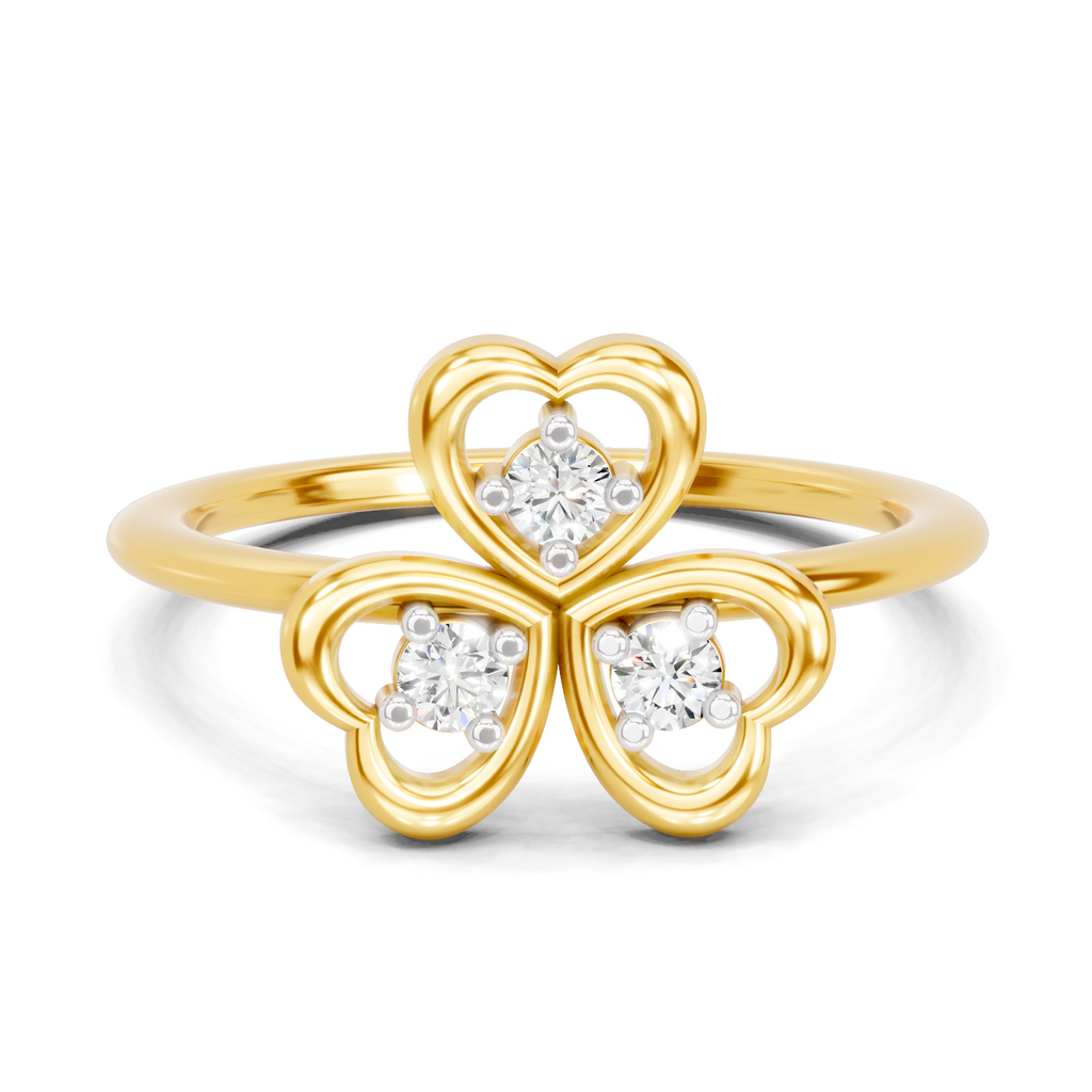 Lab Grown Diamond 0.13CT 925 Sterling Silver Gold Plated Round Shape Ring