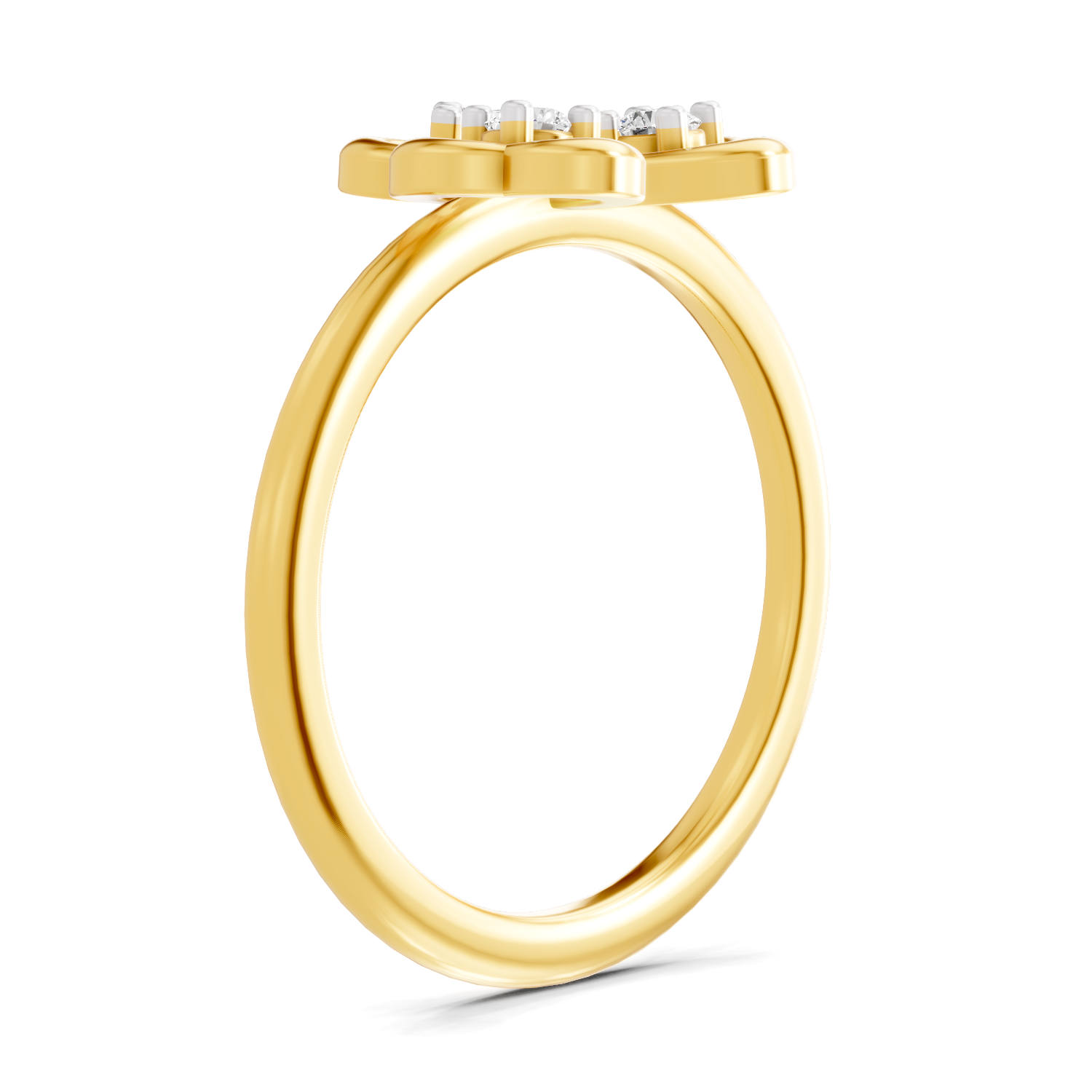 Lab Grown Diamond 0.13CT 925 Sterling Silver Gold Plated Round Shape Ring