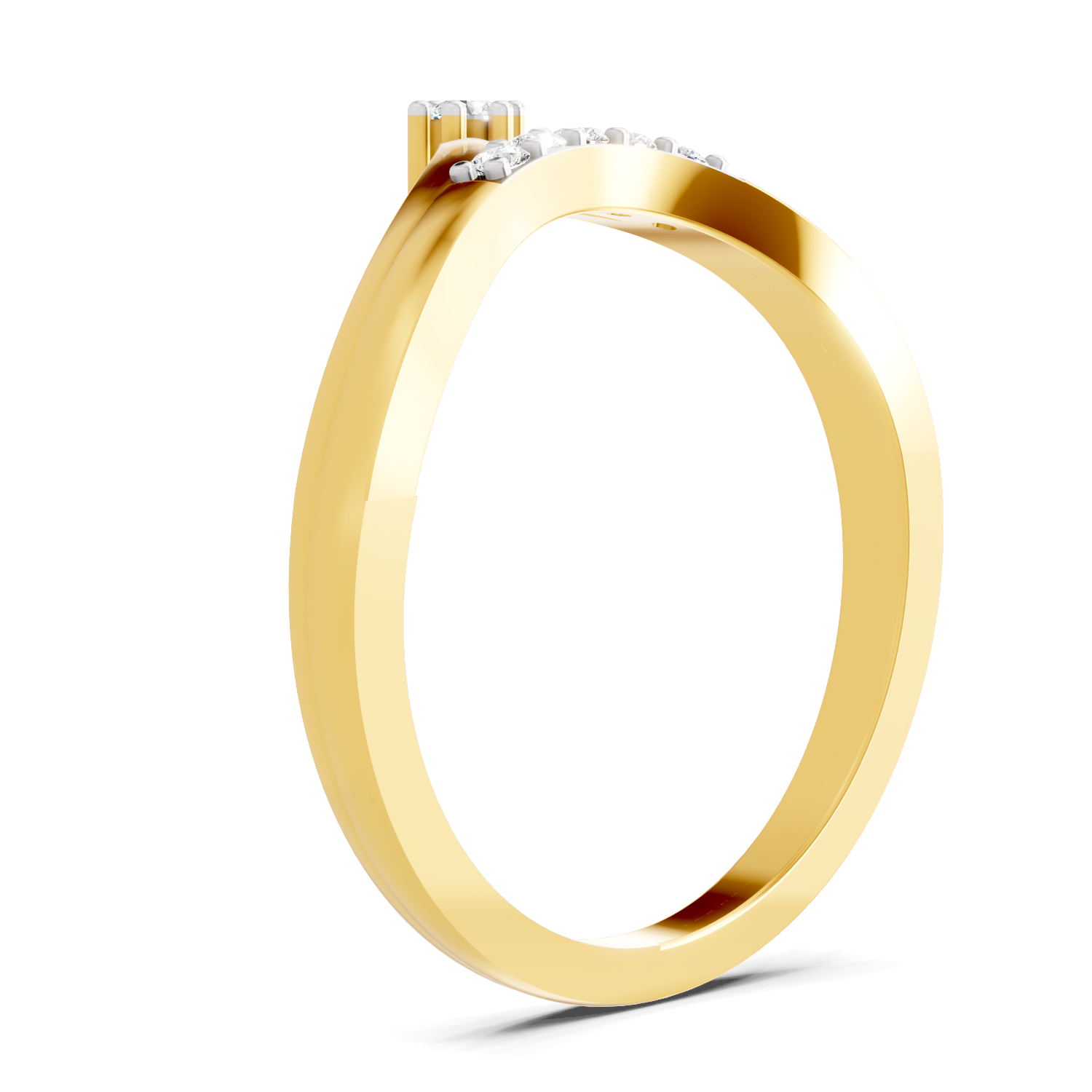 Lab Grown Diamond 0.09CT 925 Sterling Silver Gold Plated Round Shape Ring