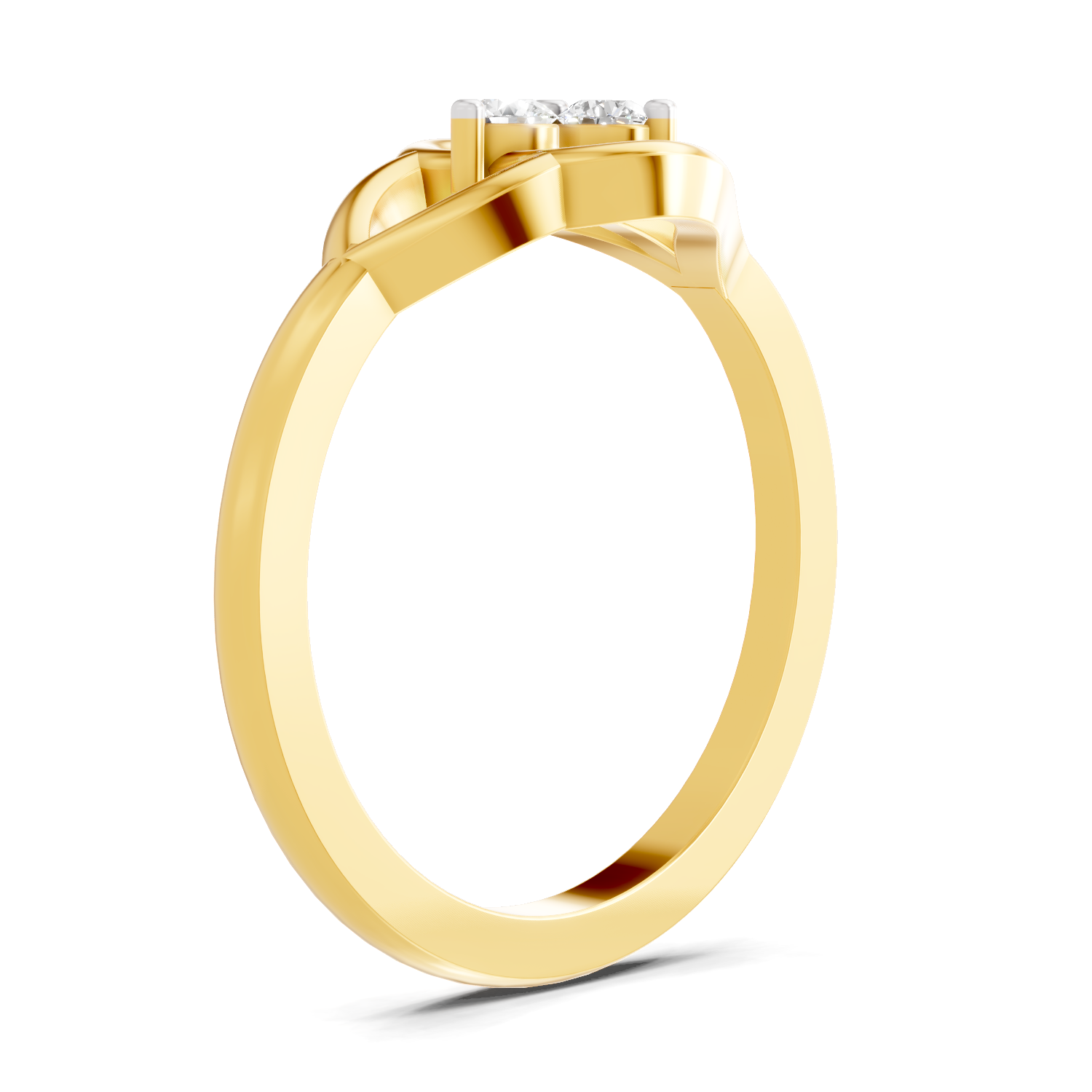 Lab Grown Diamond 0.13CT 925 Sterling Silver Gold Plated Round Shape Ring