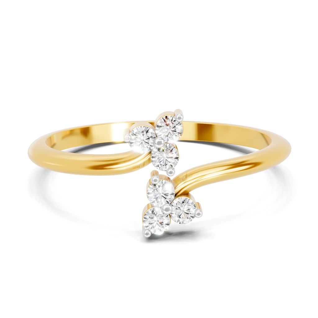 Lab Grown Diamond 0.15CT 925 Sterling Silver Gold Plated Round Shape Ring