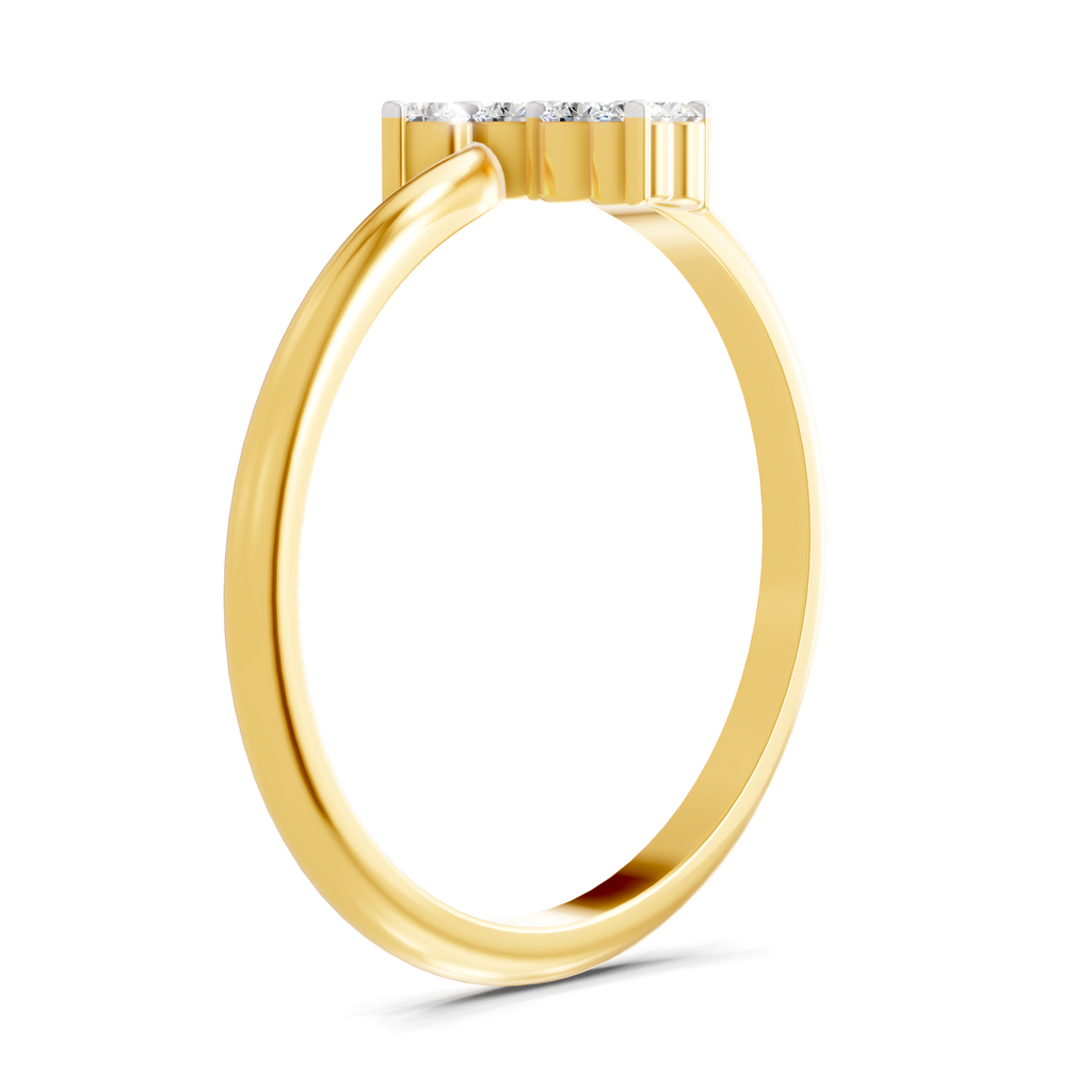 Lab Grown Diamond 0.15CT 925 Sterling Silver Gold Plated Round Shape Ring