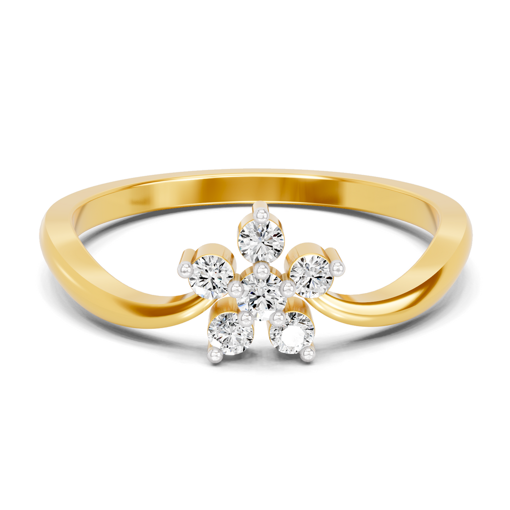 Lab Grown Diamond 0.16CT 925 Sterling Silver Gold Plated Round Shape Ring
