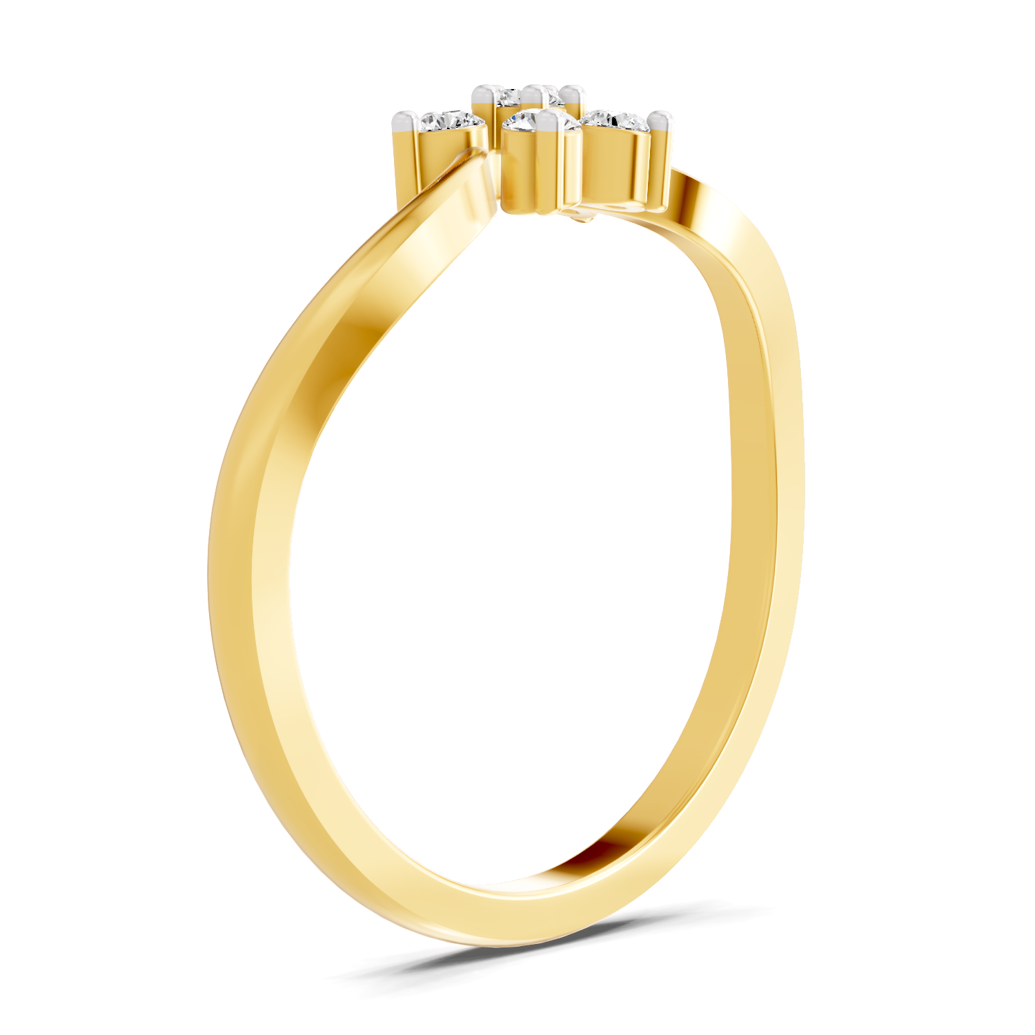 Lab Grown Diamond 0.16CT 925 Sterling Silver Gold Plated Round Shape Ring