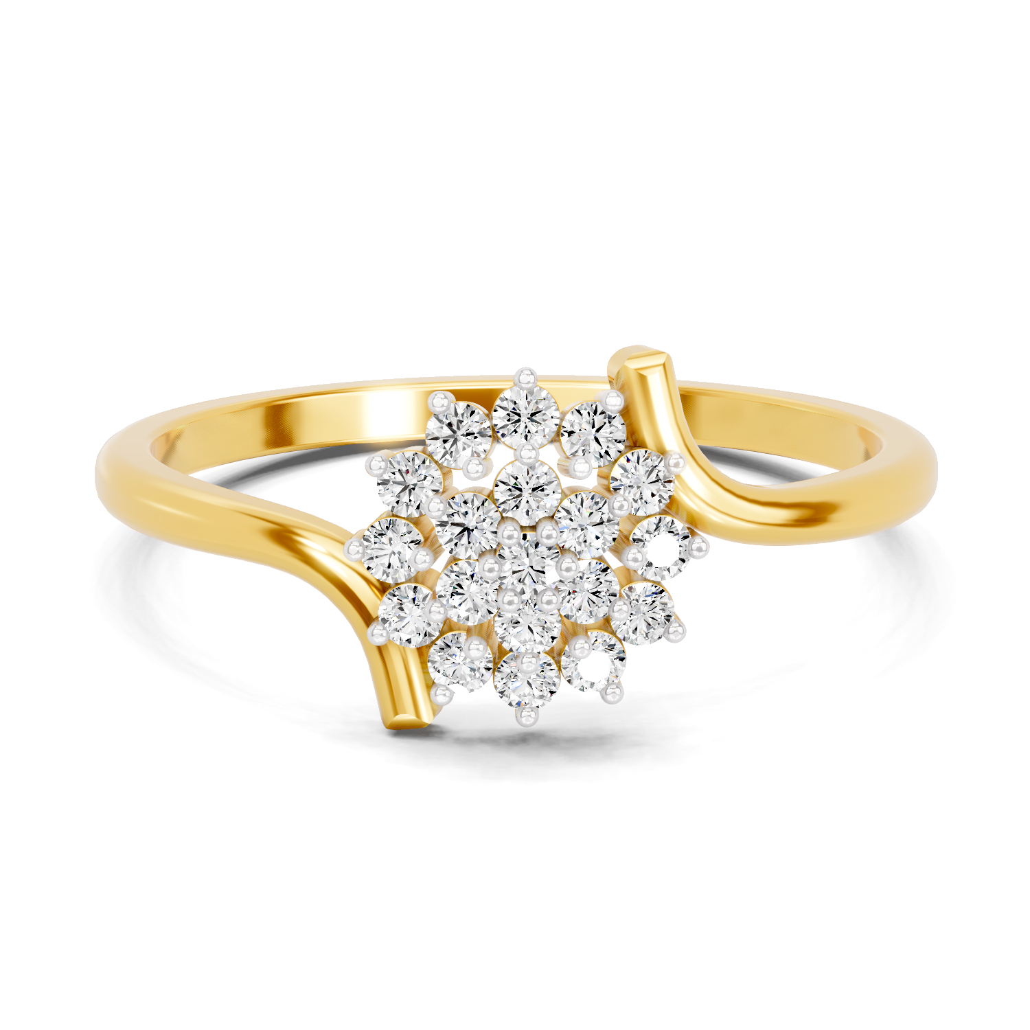 Lab Grown Diamond 0.17CT 925 Sterling Silver Gold Plated Round Shape Ring