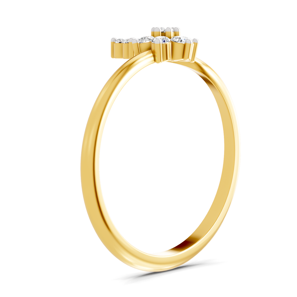 Lab Grown Diamond 0.18CT 925 Sterling Silver Gold Plated Round Shape Ring