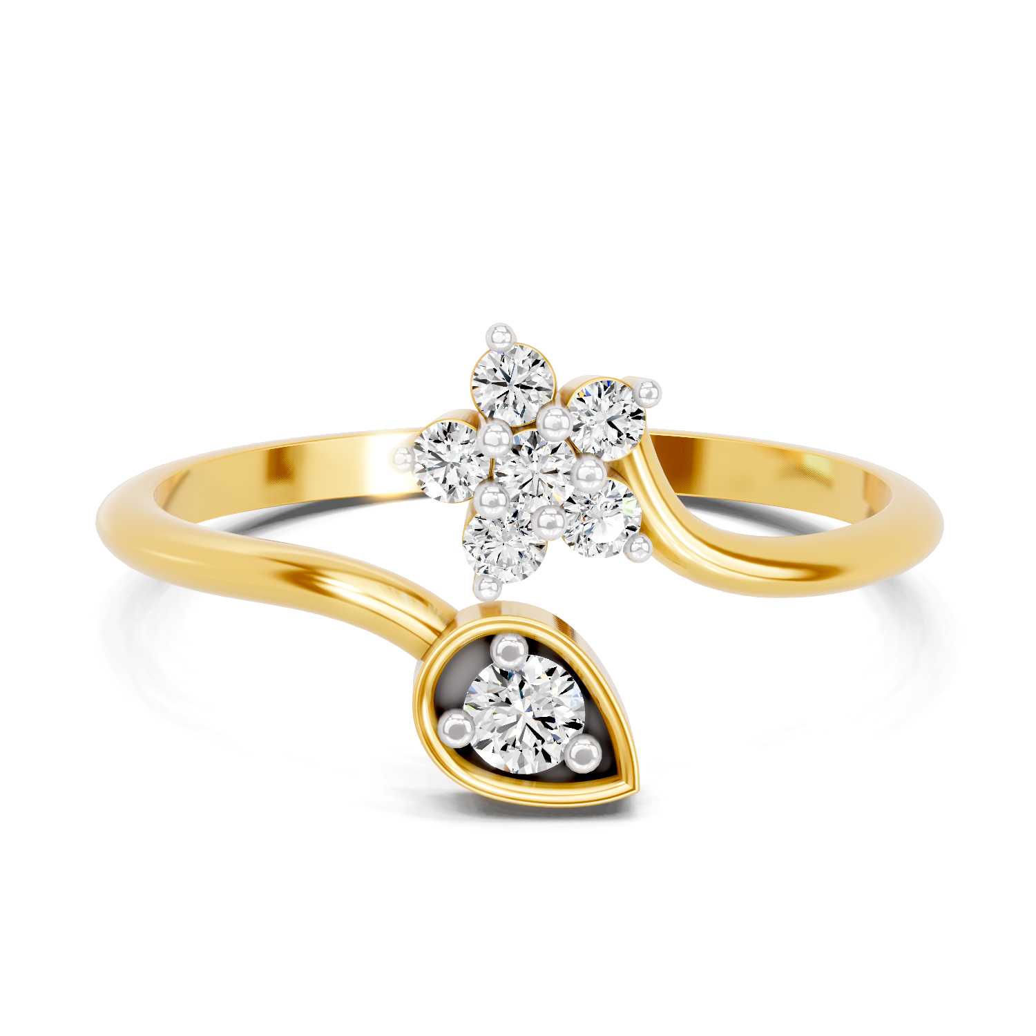 Lab Grown Diamond 0.18CT 925 Sterling Silver Gold Plated Round Shape Ring
