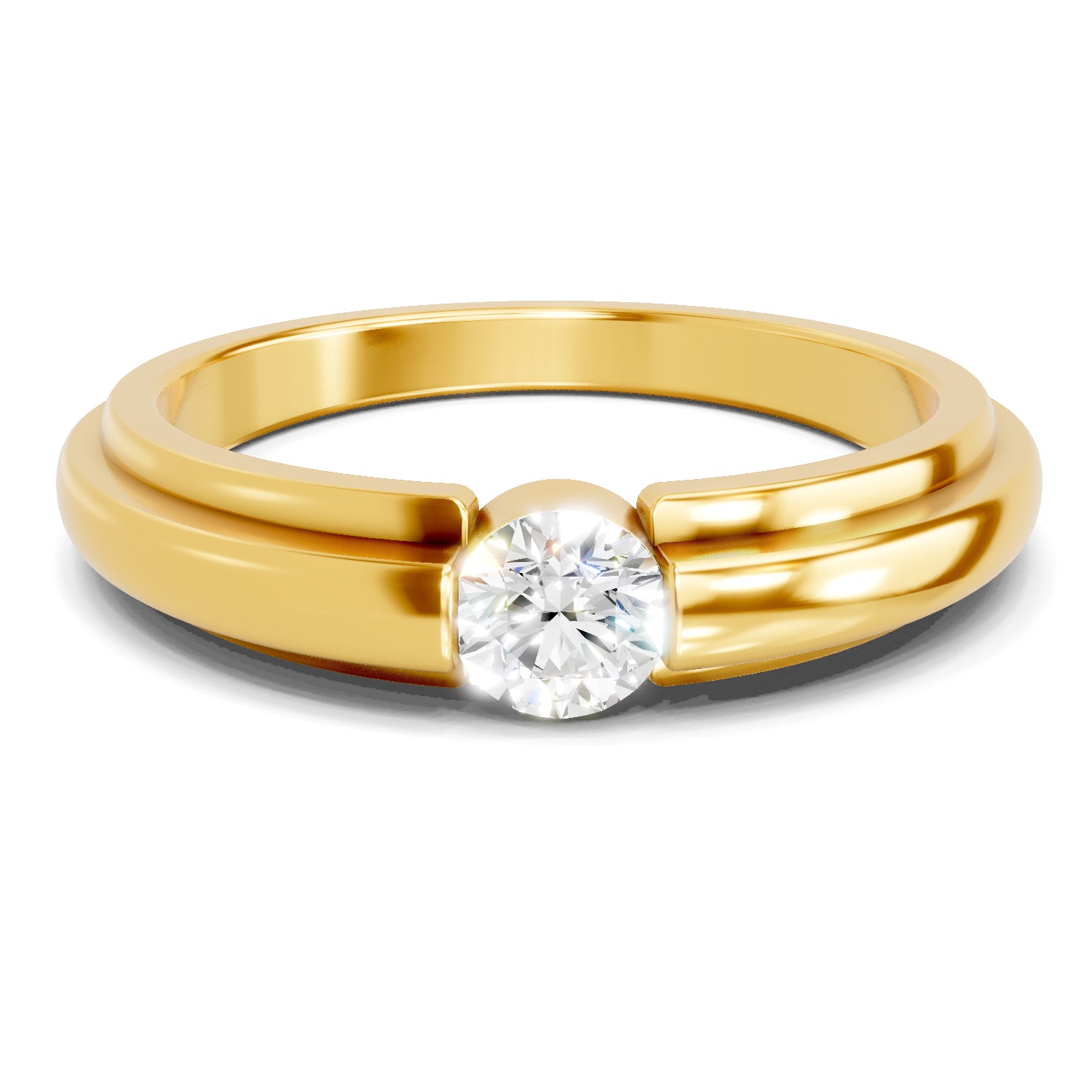 Lab Grown Diamond Ring 0.4 Carat IGI Certified Round Shape 925 Sterling Silver Gold Plated Solitaire Ring