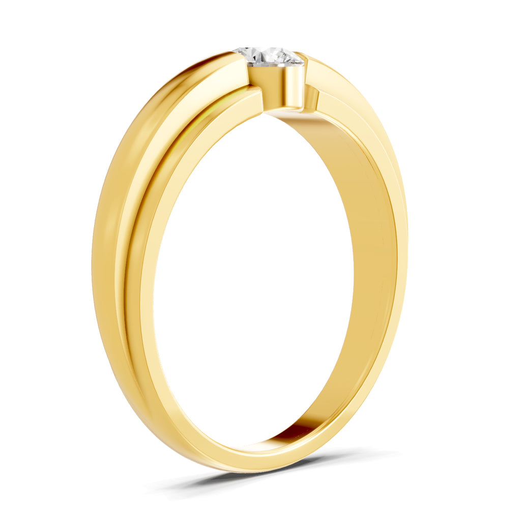 Lab Grown Diamond Ring 0.4 Carat IGI Certified Round Shape 925 Sterling Silver Gold Plated Solitaire Ring